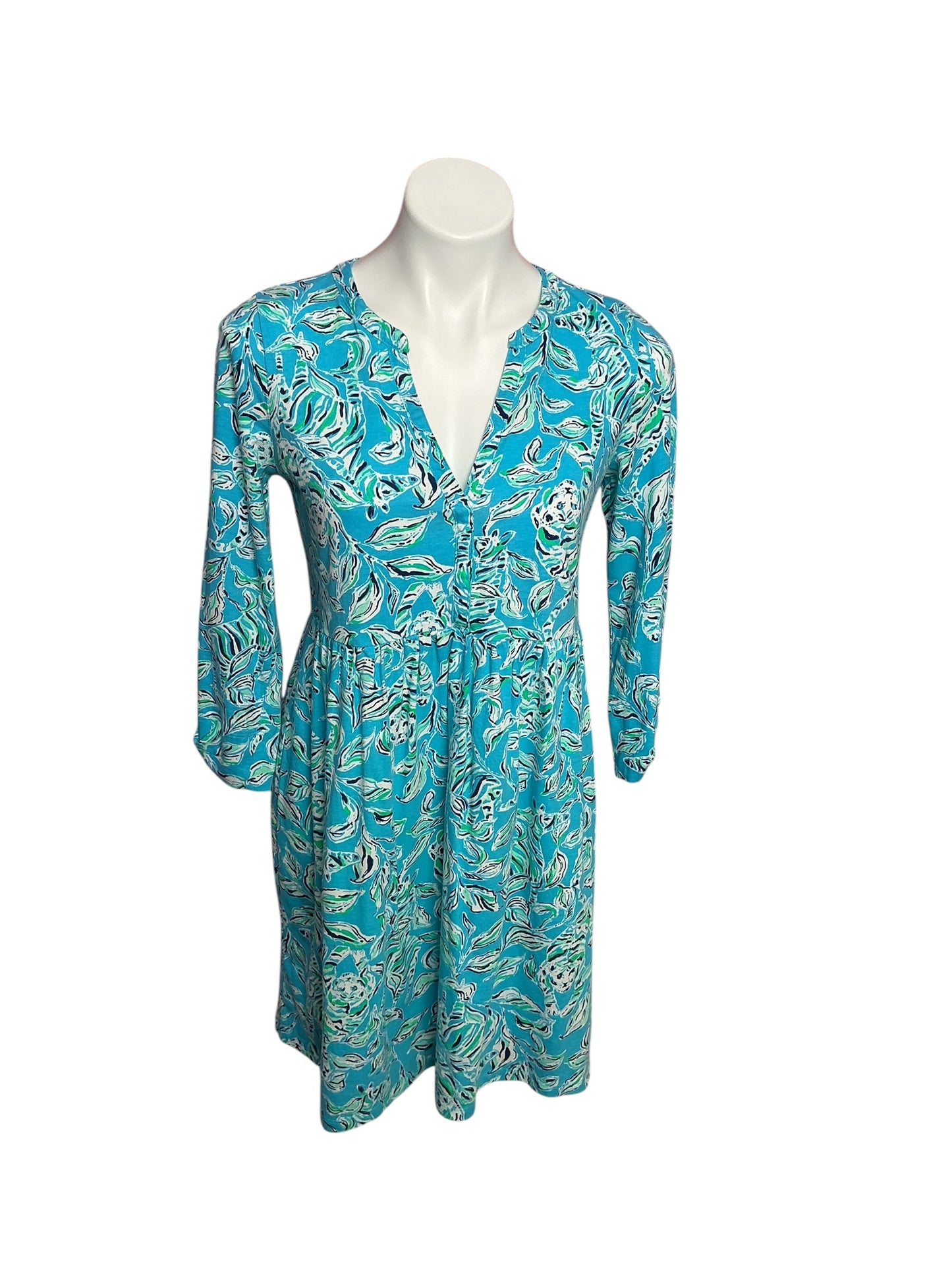 Lilly Pulitzer Loran Swing Dress Turquoise Oasis Outta Line - Size S