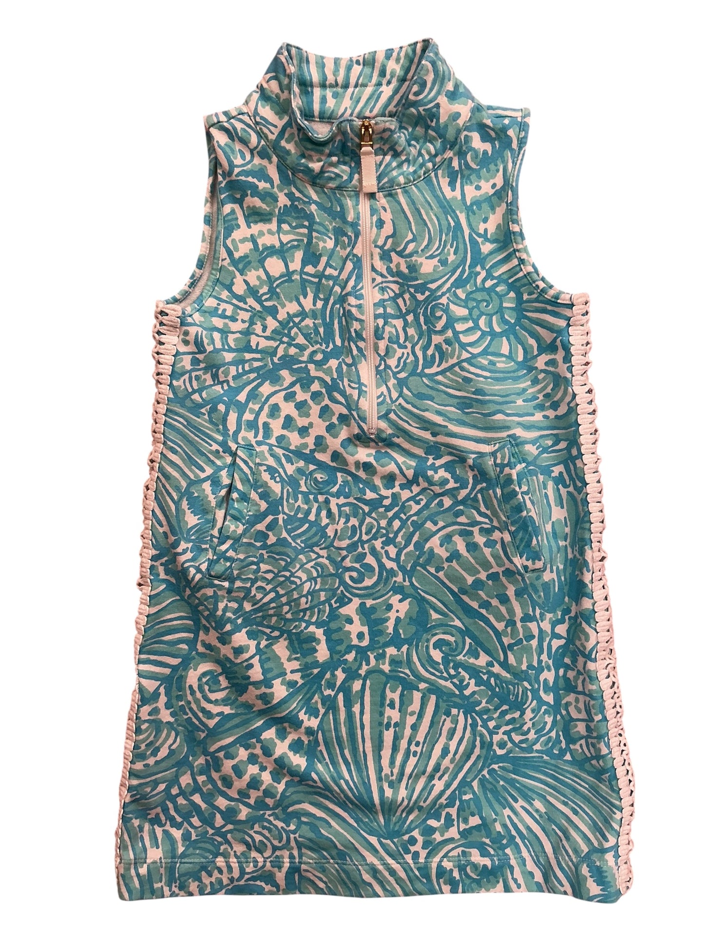 Lilly Pulitzer Kids Girls Mini Sleeveless Skipper Shift Dress Sea Cups - Size M 6-7