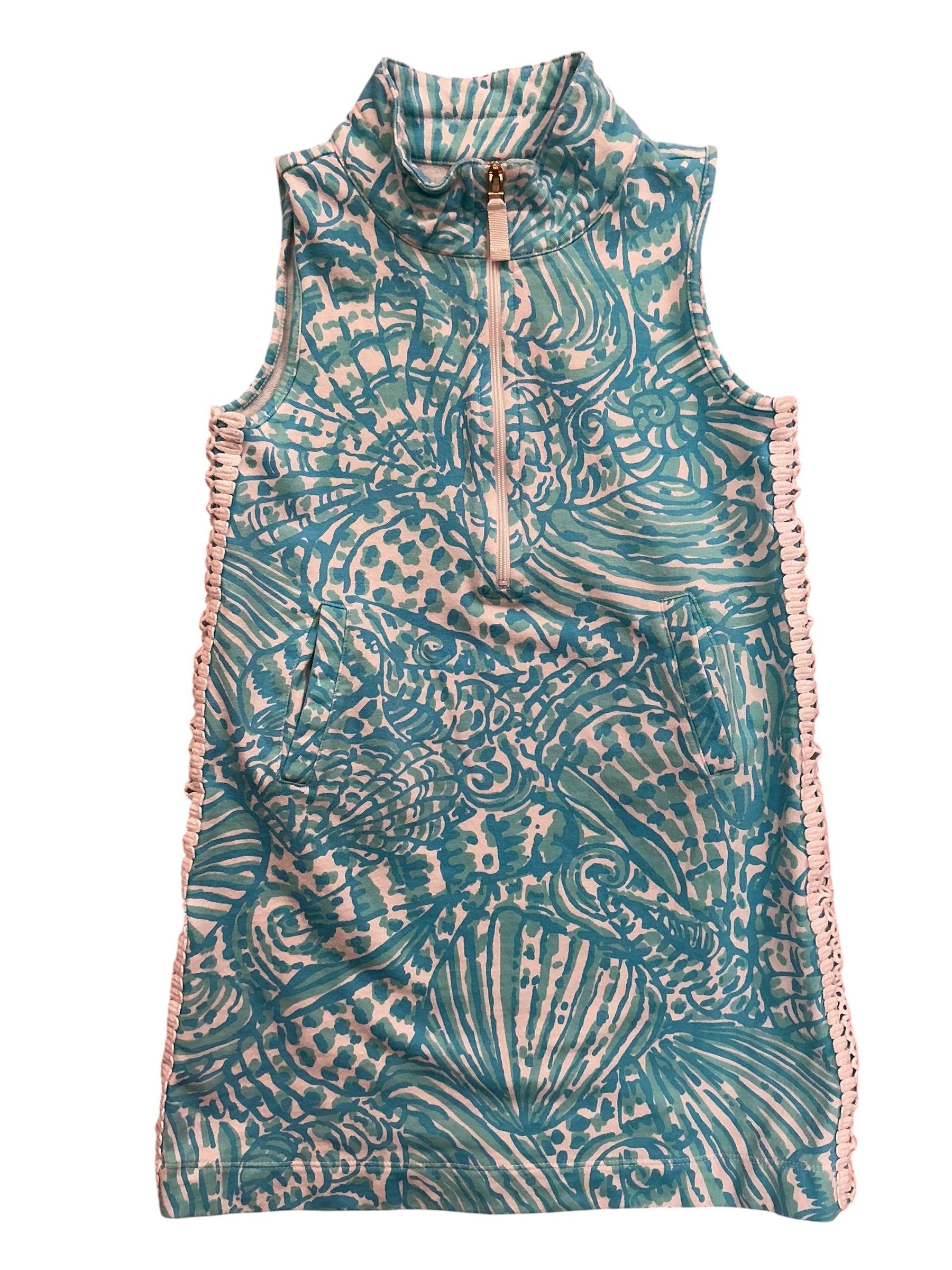 Lilly Pulitzer Kids Girls Mini Sleeveless Skipper Shift Dress Sea Cups - Size M 6-7