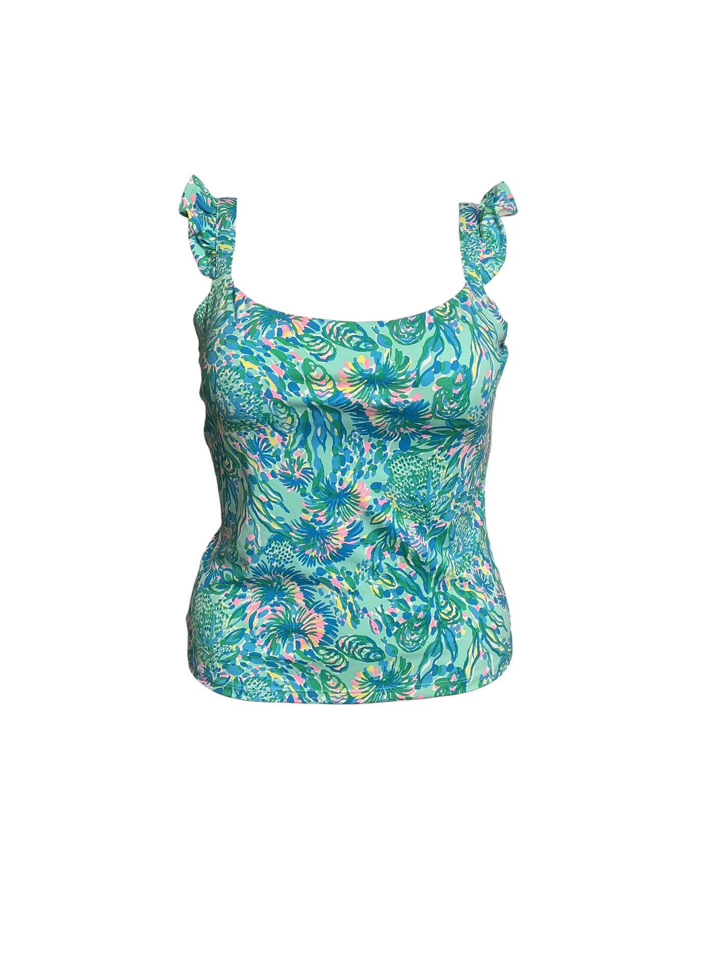 Lilly Pulitzer NWT Maribo Tank UPF 50+ - Surf Blue Coral Of The Story - Size L