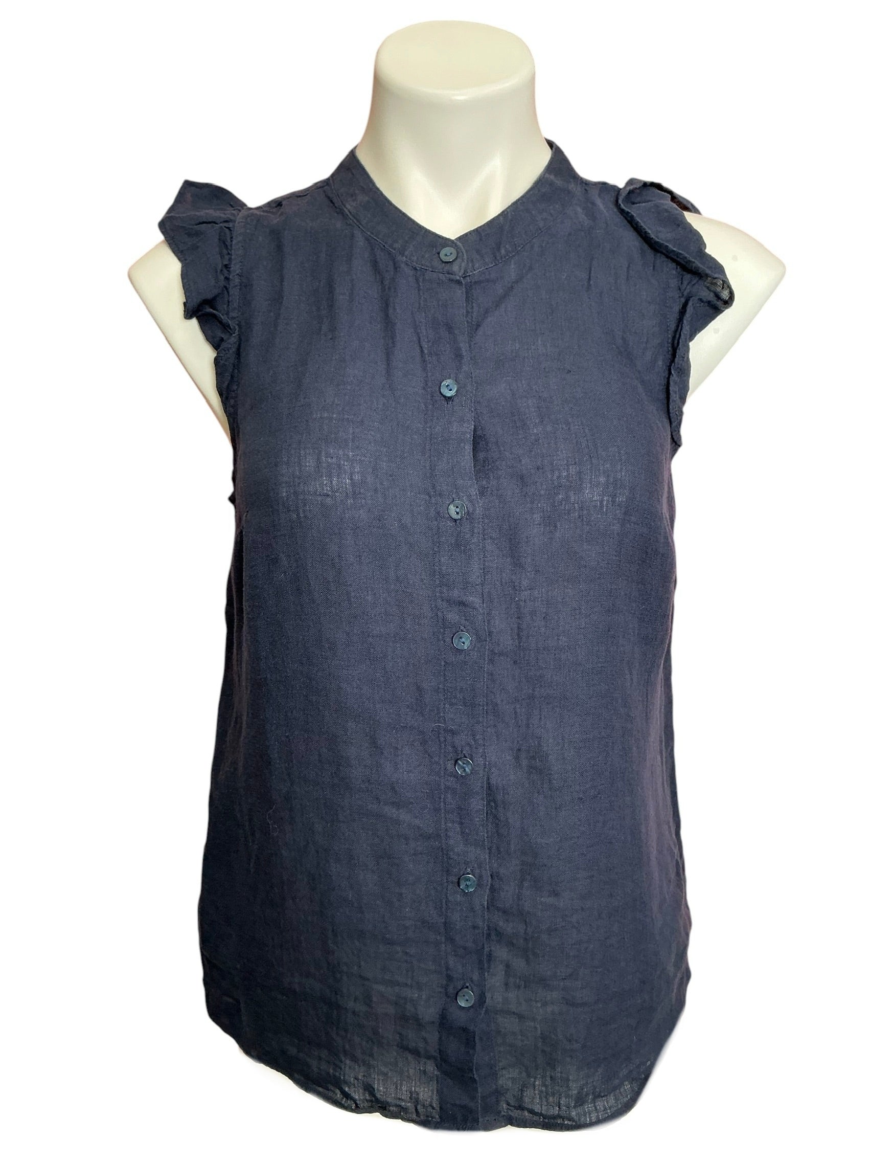 Lilly Pulitzer Briette Button Down Top Low Tide Navy - Size XS
