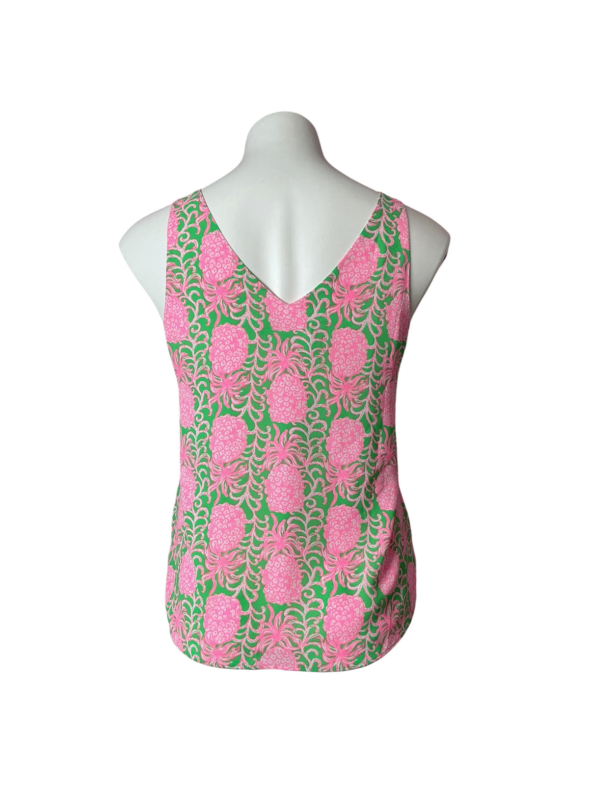 Lilly Pulitzer Florin Straight Hem Top Fauna Green Party Like A Pineapple - Size XS