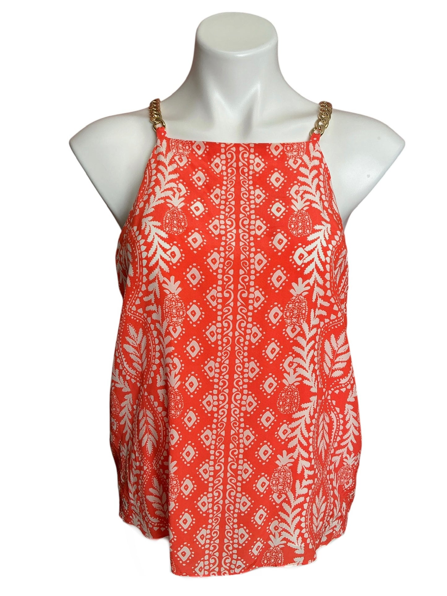 Lilly Pulitzer Joannah Silk Top Flamingo Feather Harbour View - Size 6