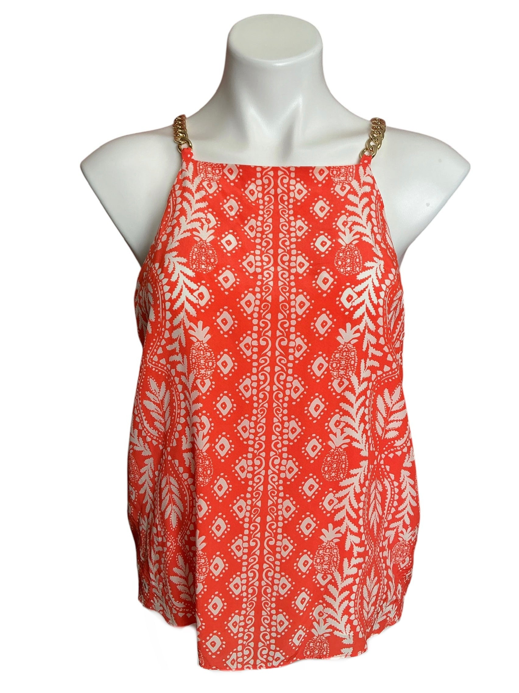 Lilly Pulitzer Joannah Silk Top Flamingo Feather Harbour View - Size 6
