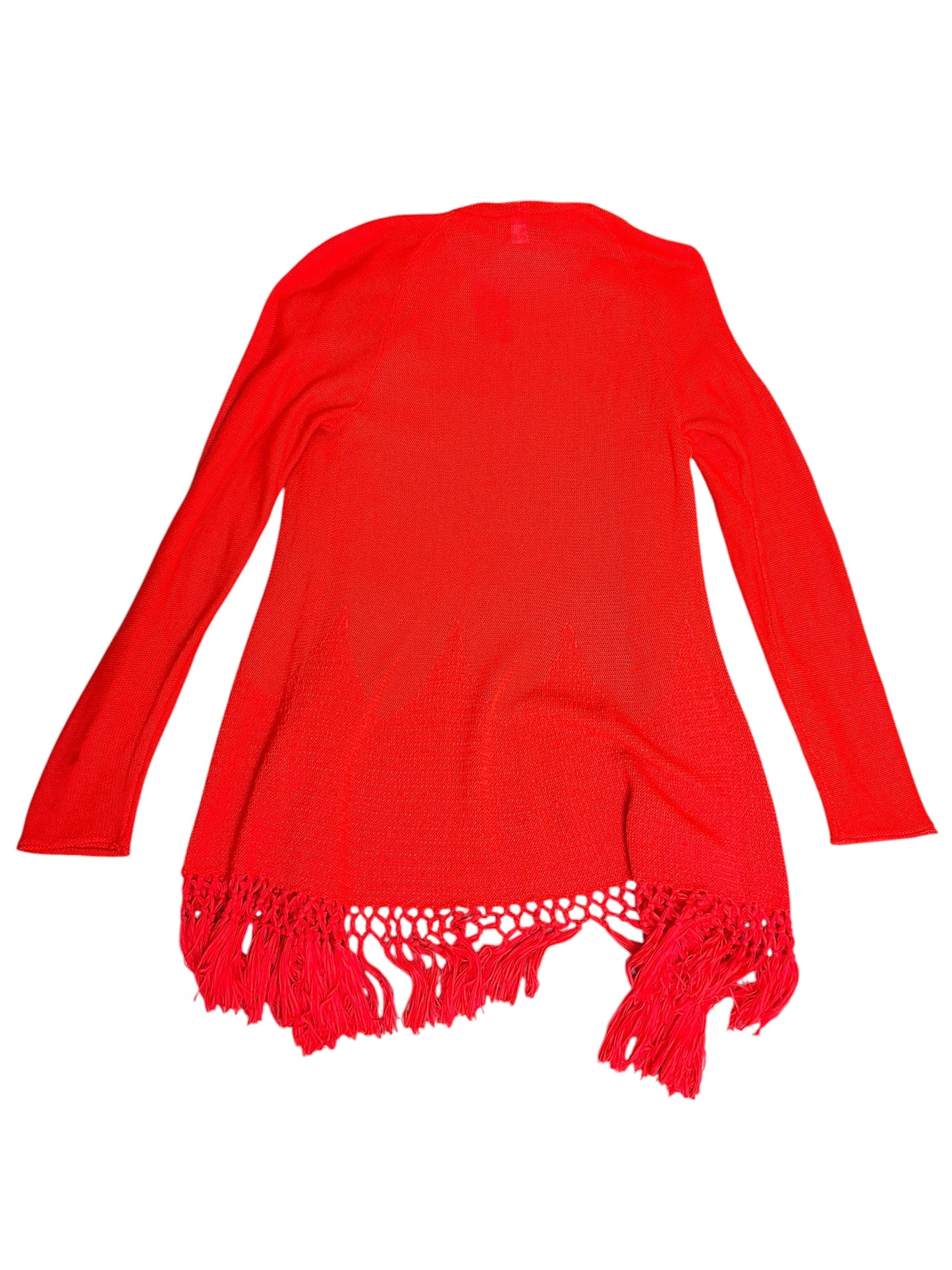 Lilly Pulitzer Tatum Long Fringe Hem Cardigan Ruby Red Metallic - Size L
