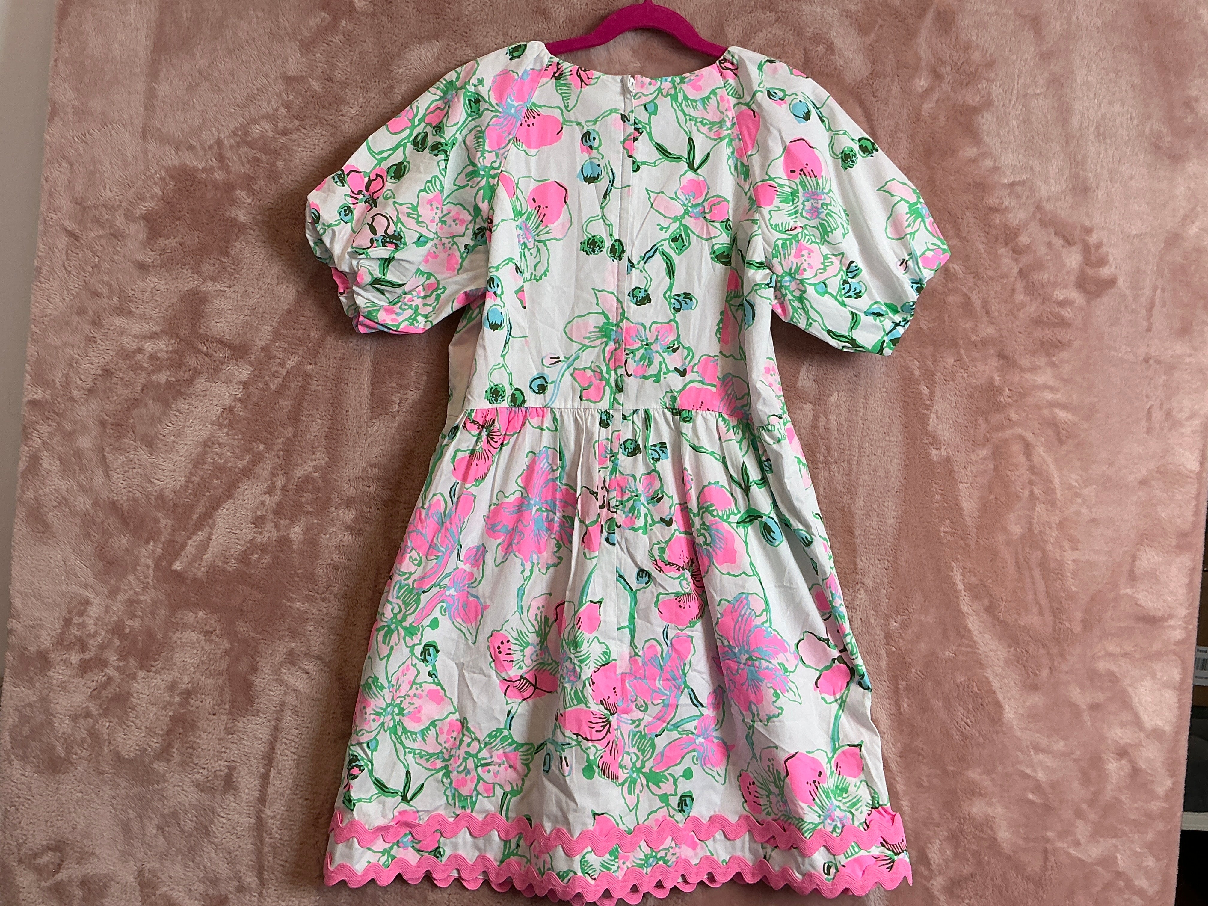 Lilly Pulitzer NWT - Kids Mini Knoxlie Dress - Multi Oversized Orchids On T - Size 14