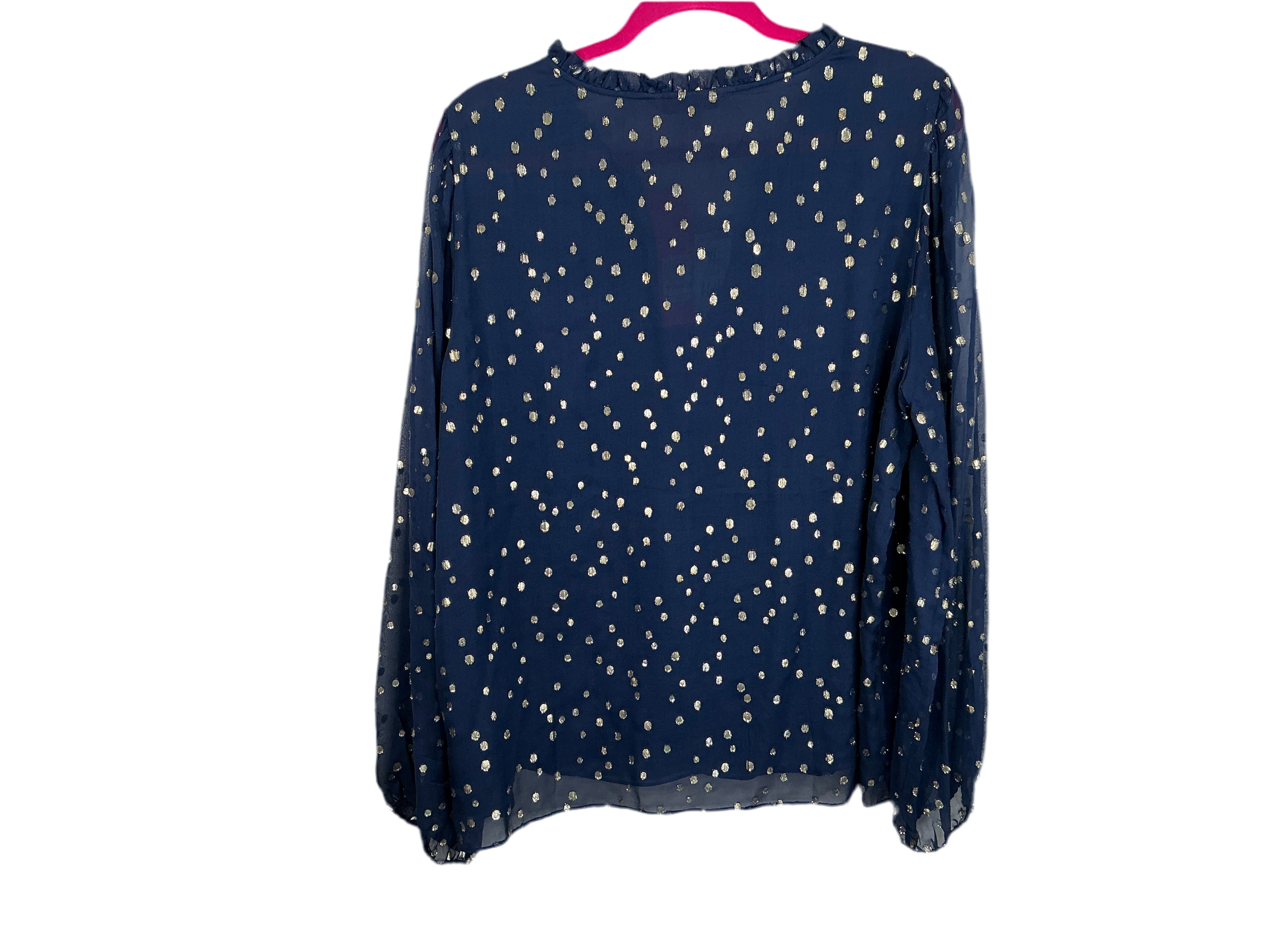 Lilly Pulitzer NWT Giana Silk Top High Tide Navy Gold Metallic Silk Cup - Size XL