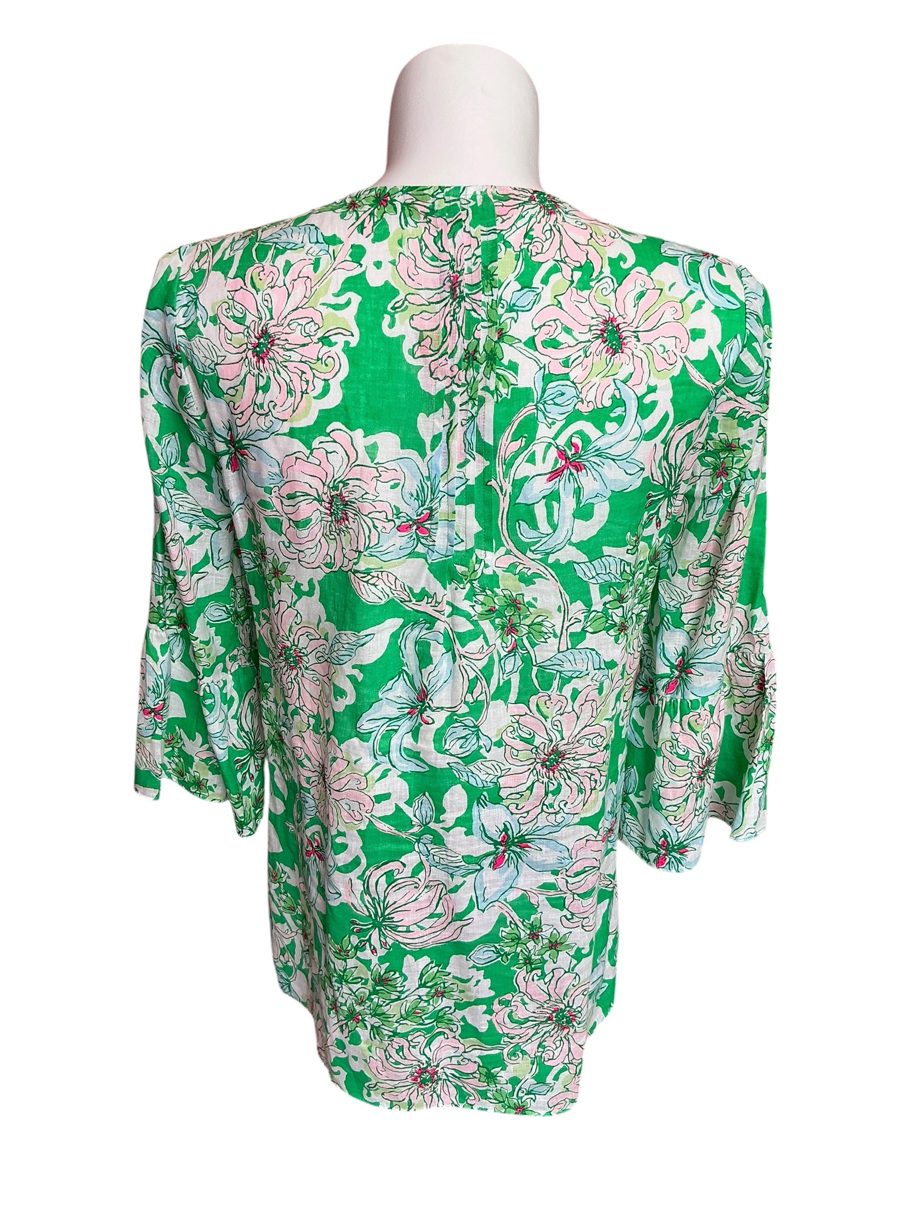 Lilly Pulitzer Hollie Linen Tunic Spearmint Blossom Views - Size L