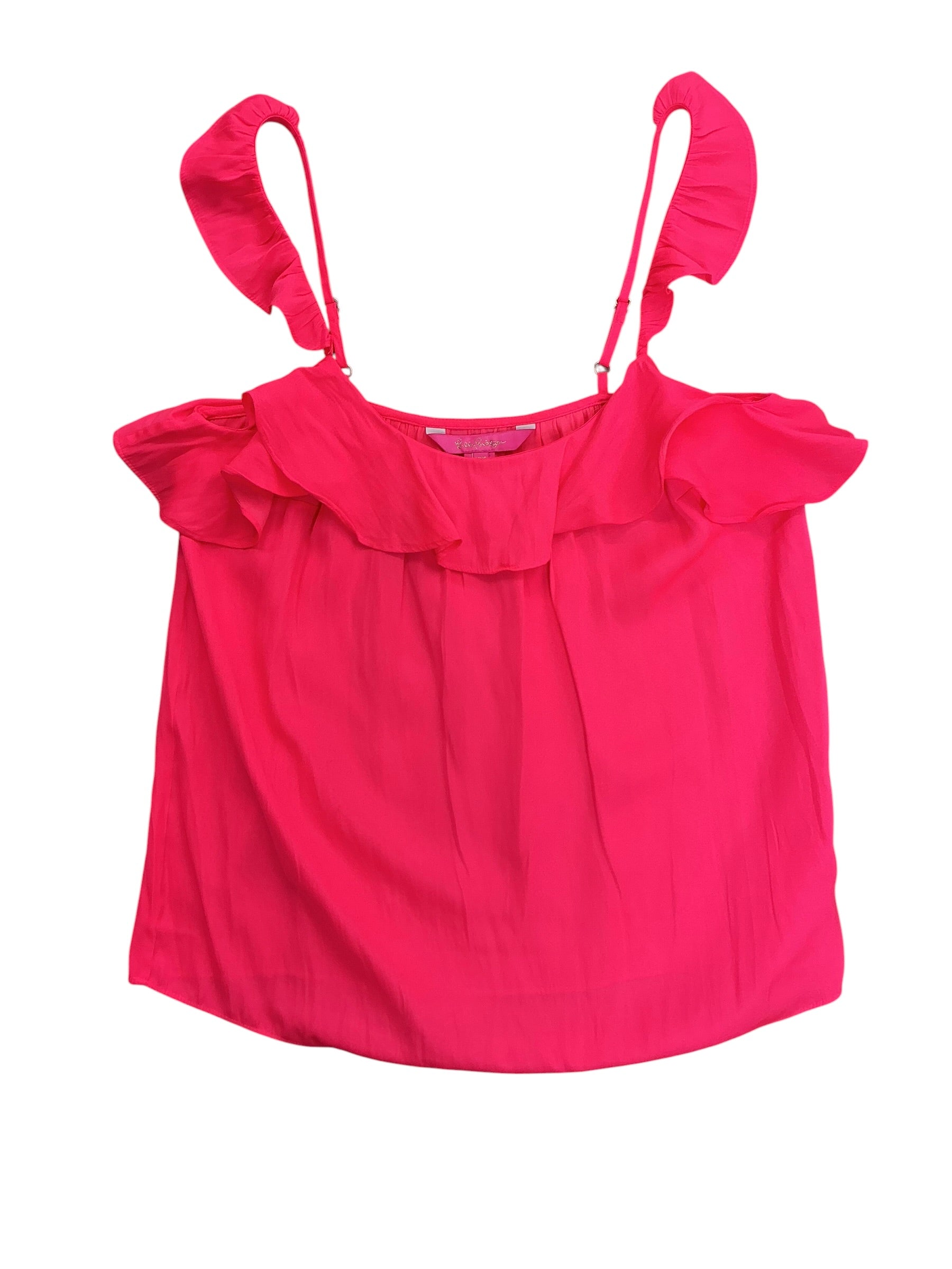 Lilly Pulitzer Cailee Ruffle Tank Top Love Potion Pink - Size XXS