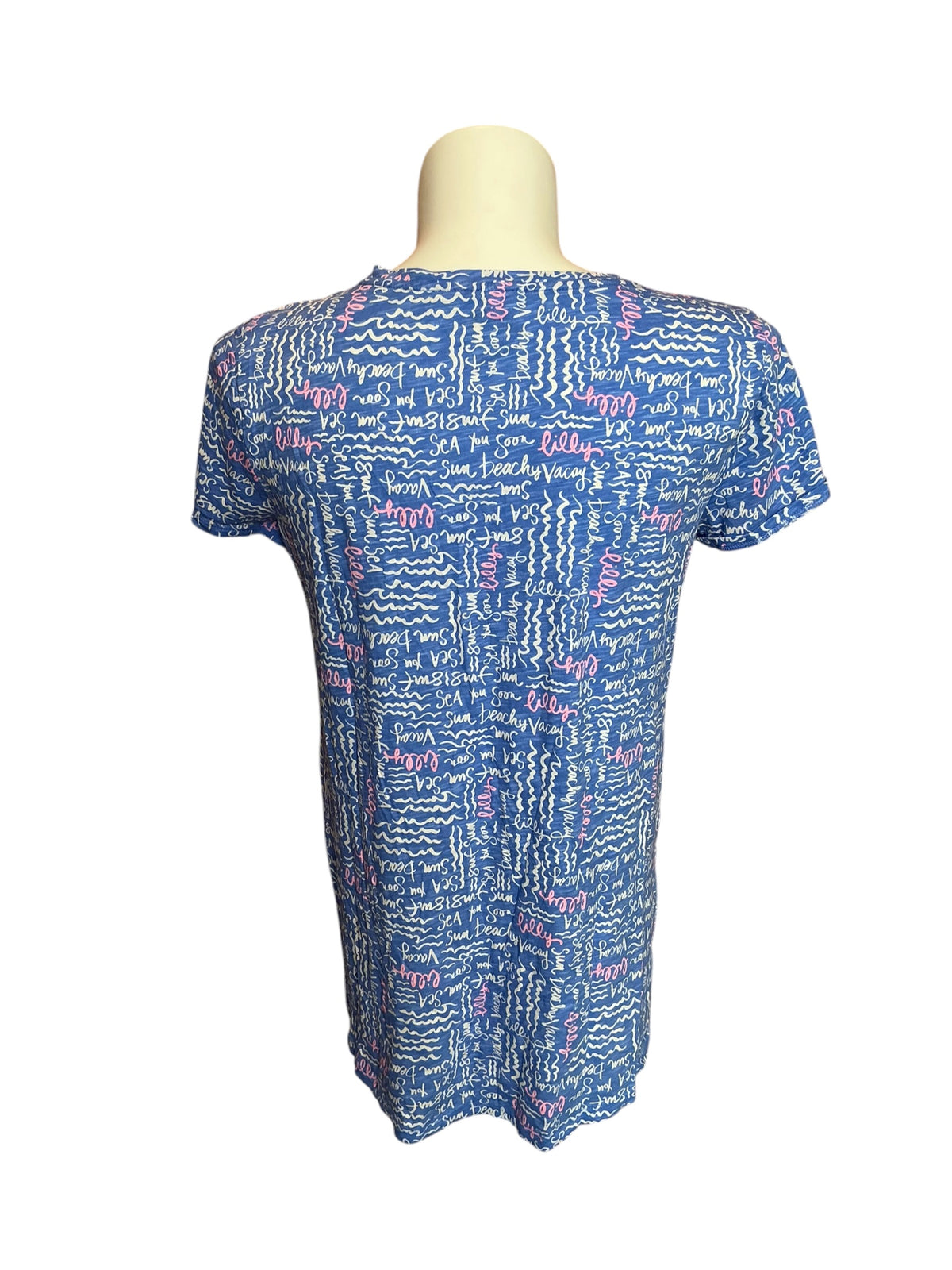 Lilly Pulitzer Etta Scoop-Neck Top Sunwashed Blue Seacrets - Size XL
