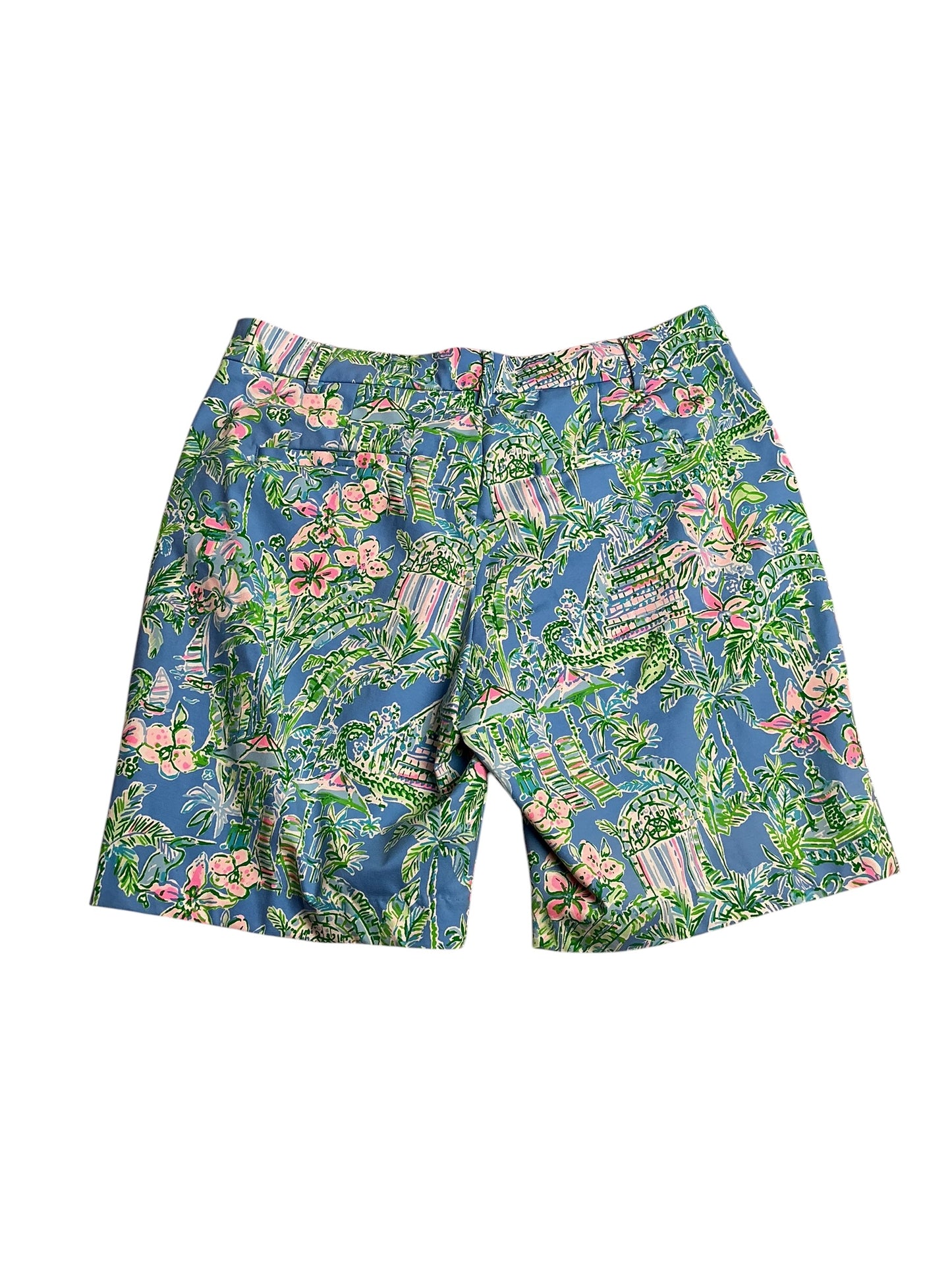 Lilly Pulitzer- 9” Natia Knit Short Boca Blue Beneath The Bougainvillea Size 12