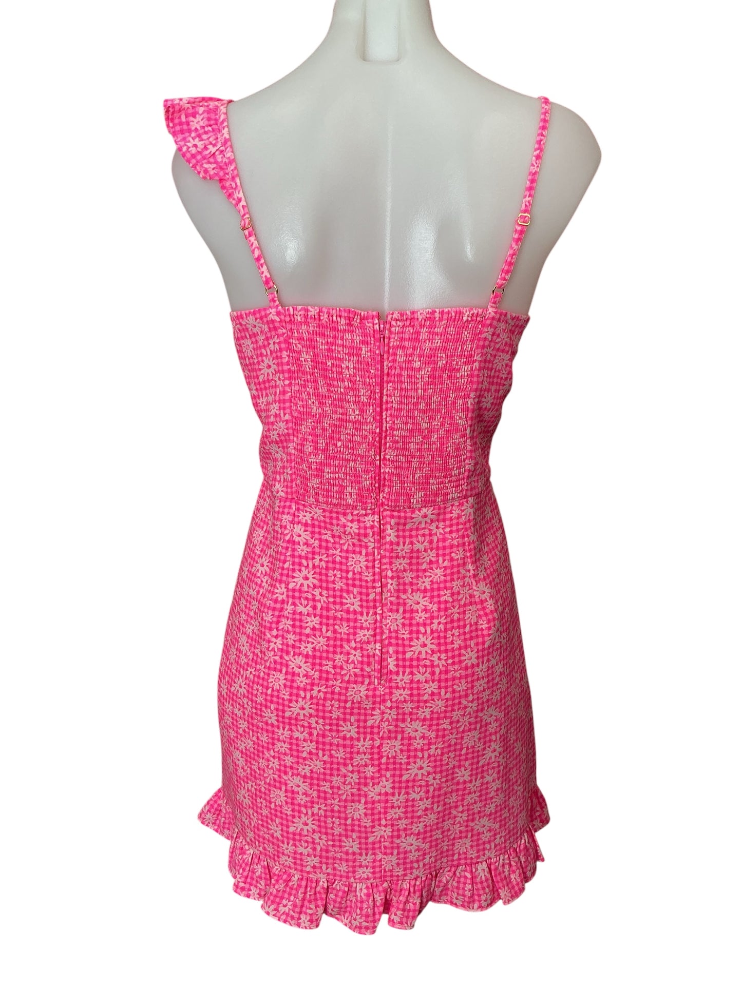 Lilly Pulitzer Maetha Romper Aura Pink Check You Out - Size 4