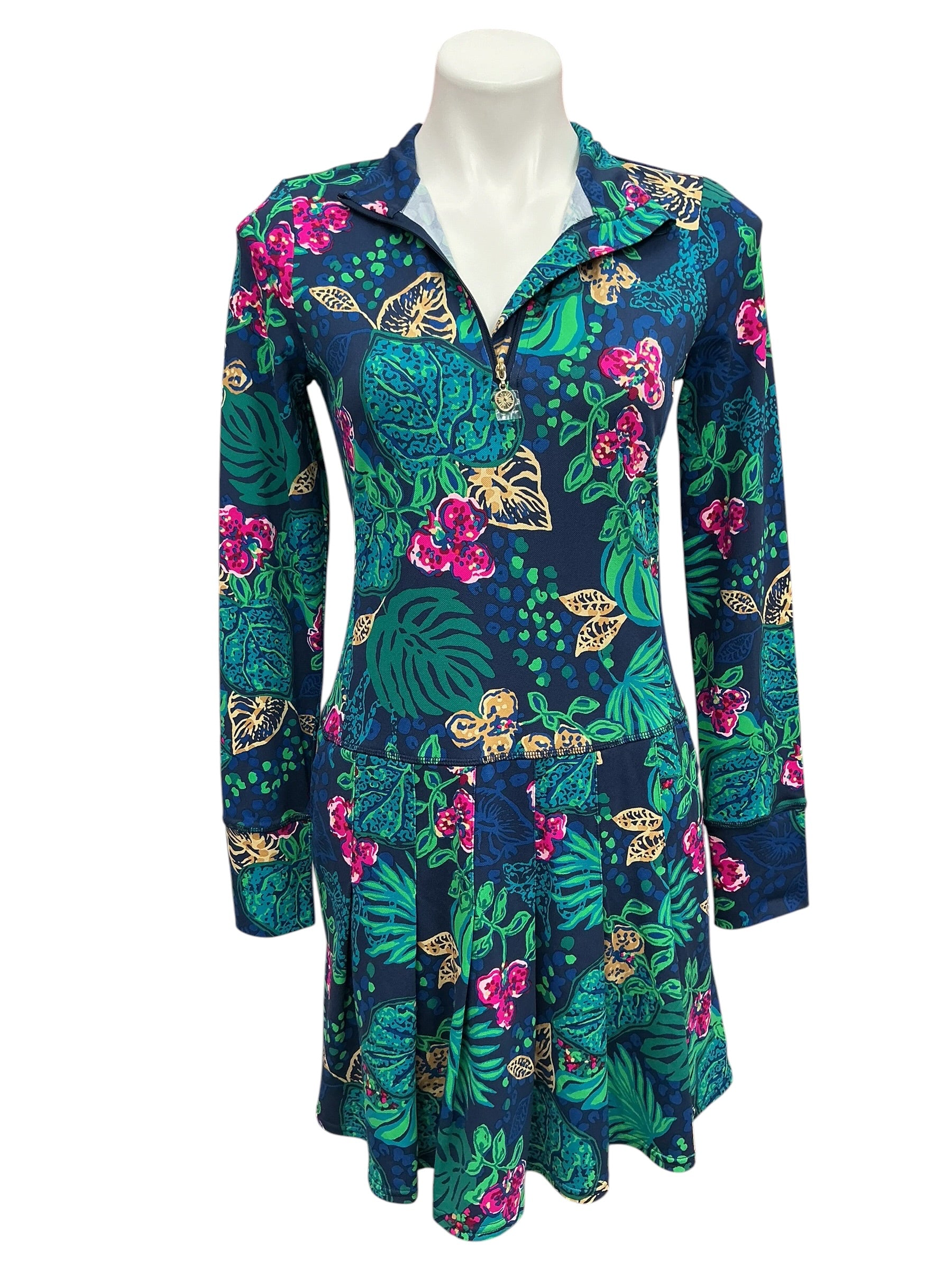 Lilly Pulitzer NWT Delmare Dress UPF 50+ Low Tide Navy Life Of The Party - Size S