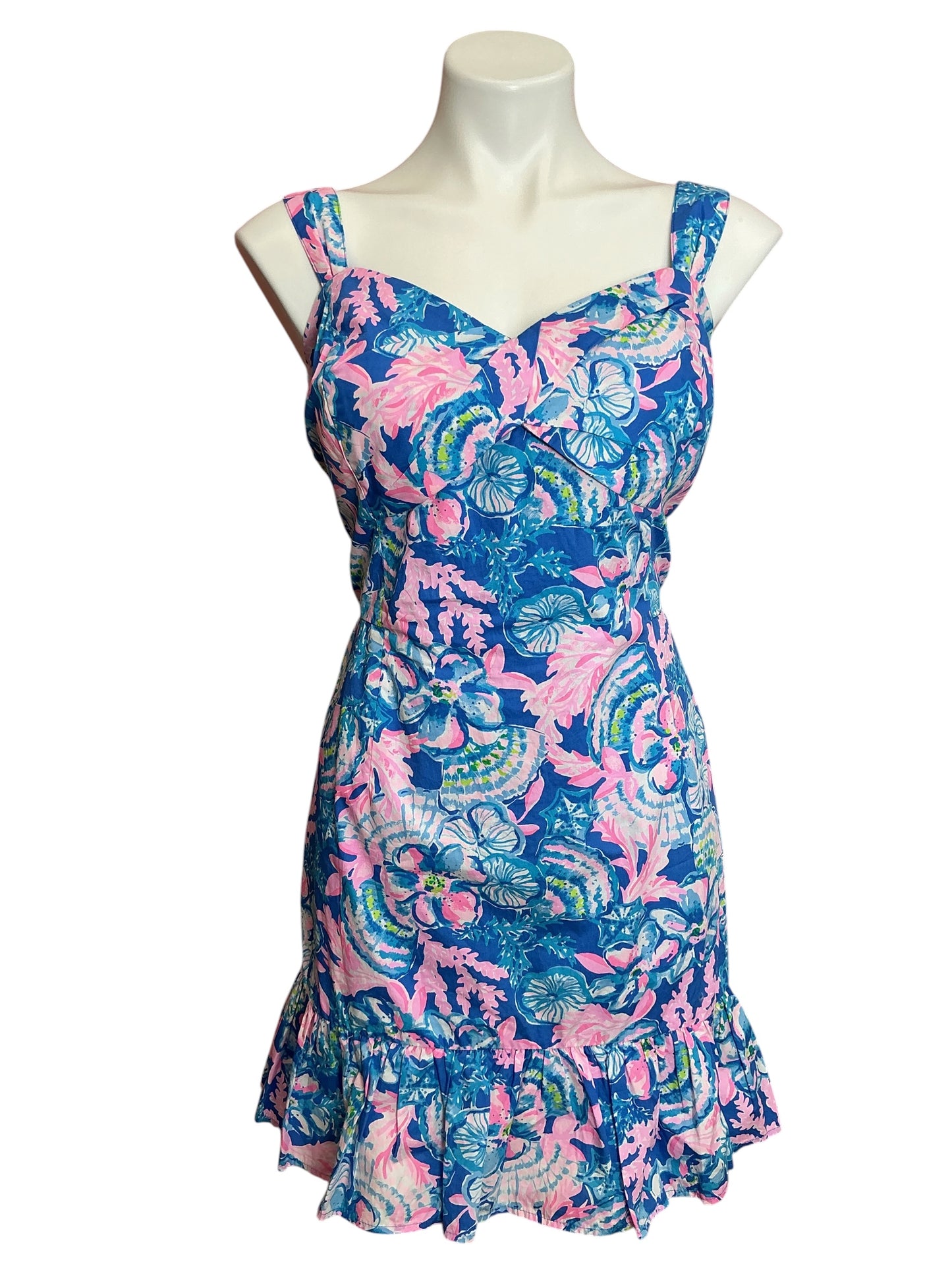 Lilly Pulitzer Rocko Romper Blue Tang Sitting Seaside - Size 16