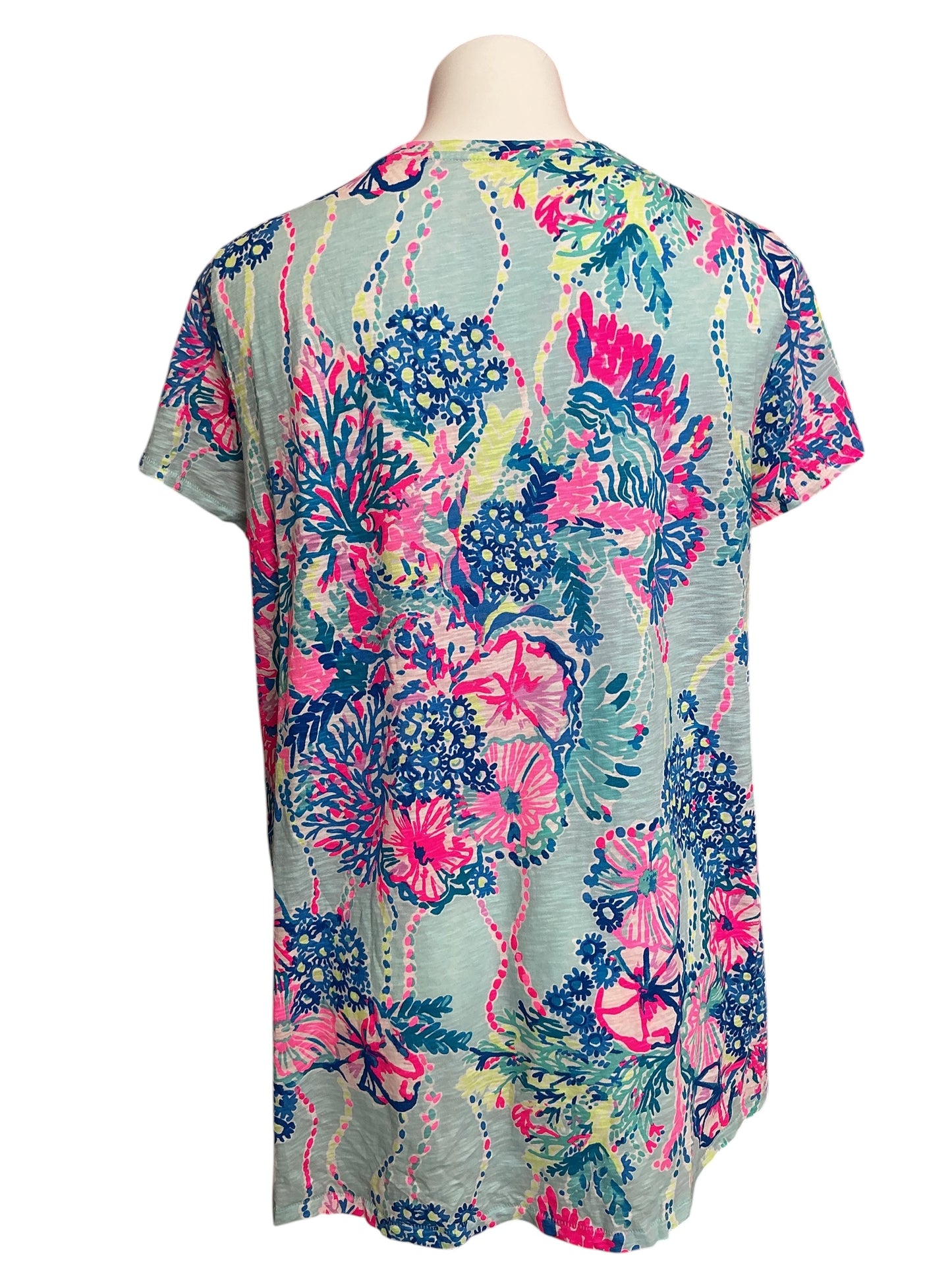 Lilly Pulitzer Etta V Neck Top Beach You To It - Size XXL