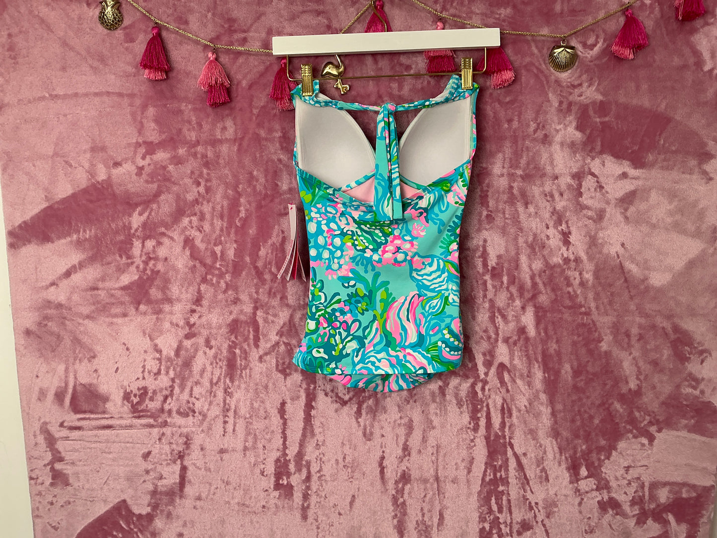 Lilly Pulitzer Tankini Top NWT - Bliss Halter Tankini - Blue Ibiza - Aqua La Vista Engineered - Swim Halter - Size 0