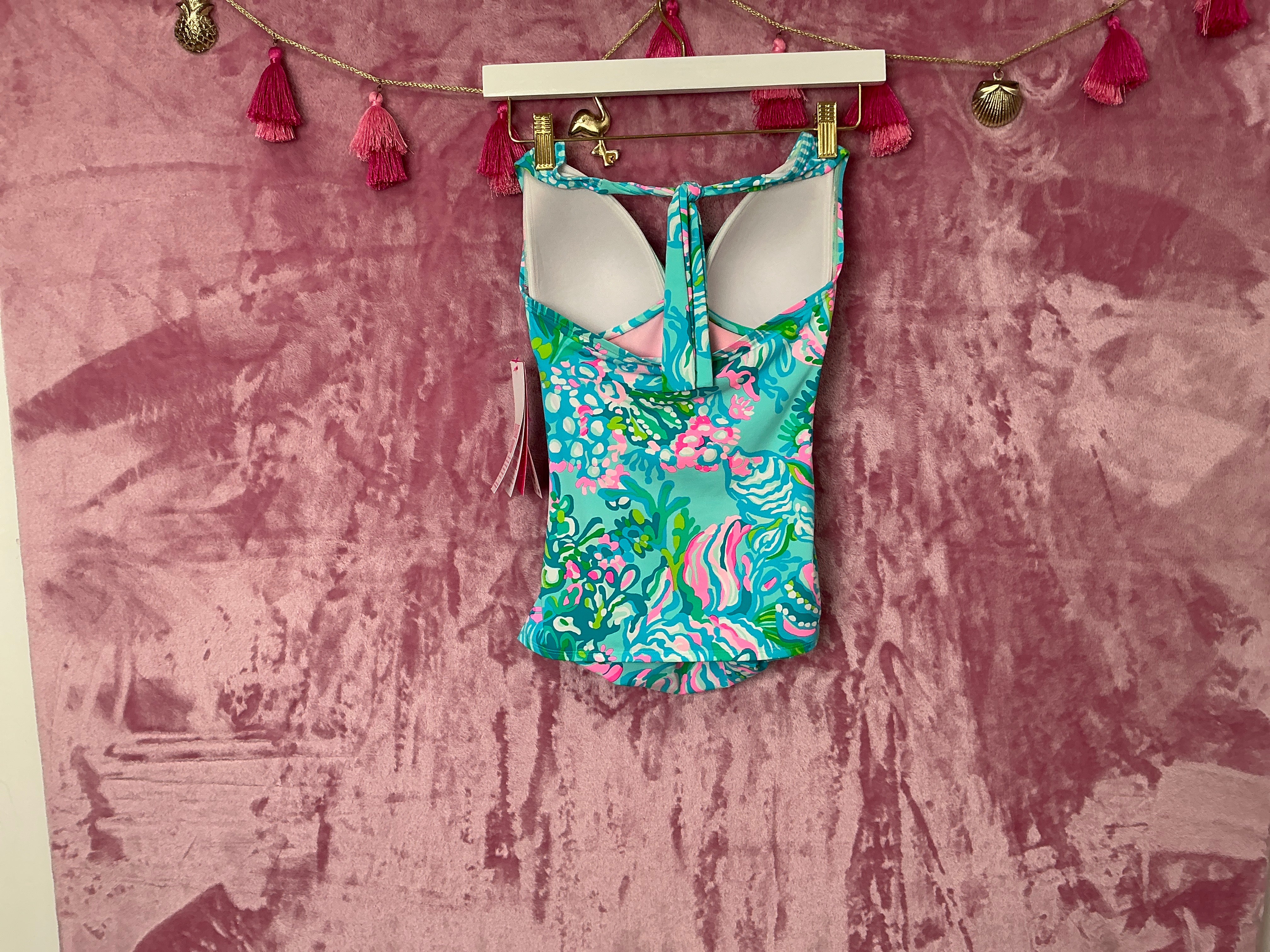 Lilly Pulitzer Tankini Top NWT - Bliss Halter Tankini - Blue Ibiza - Aqua La Vista Engineered - Swim Halter - Size 0