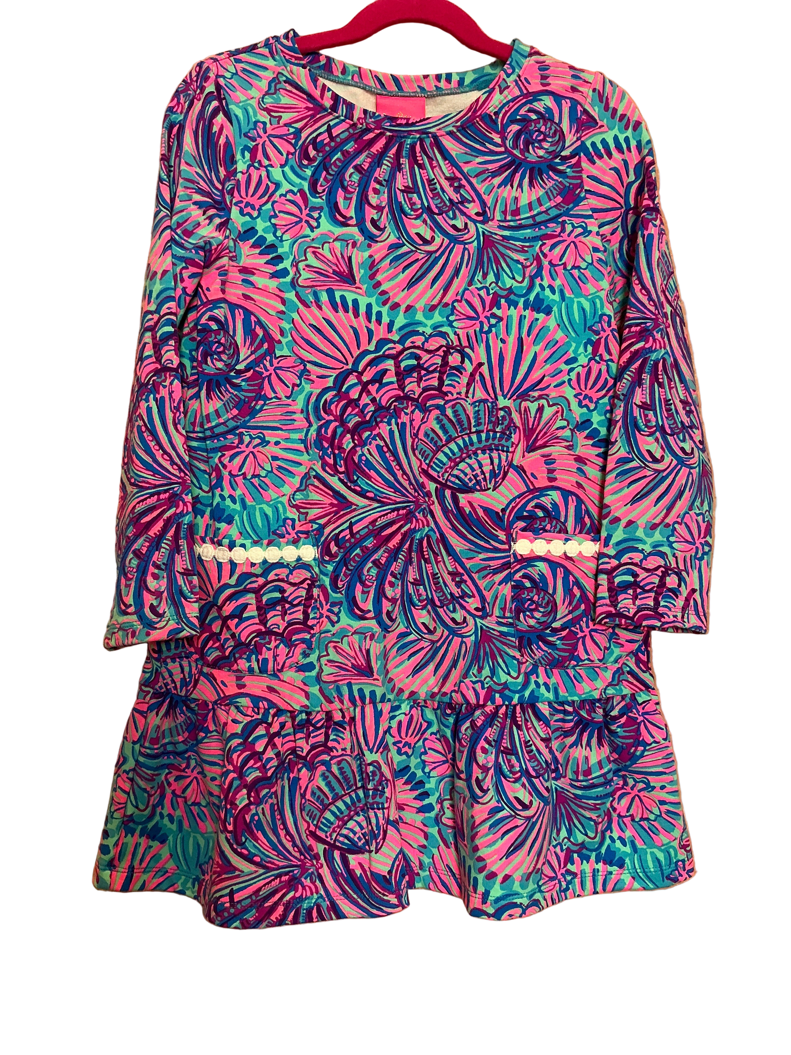 Lilly Pulitzer Girls Vira Dress Turquoise Oasis Size M