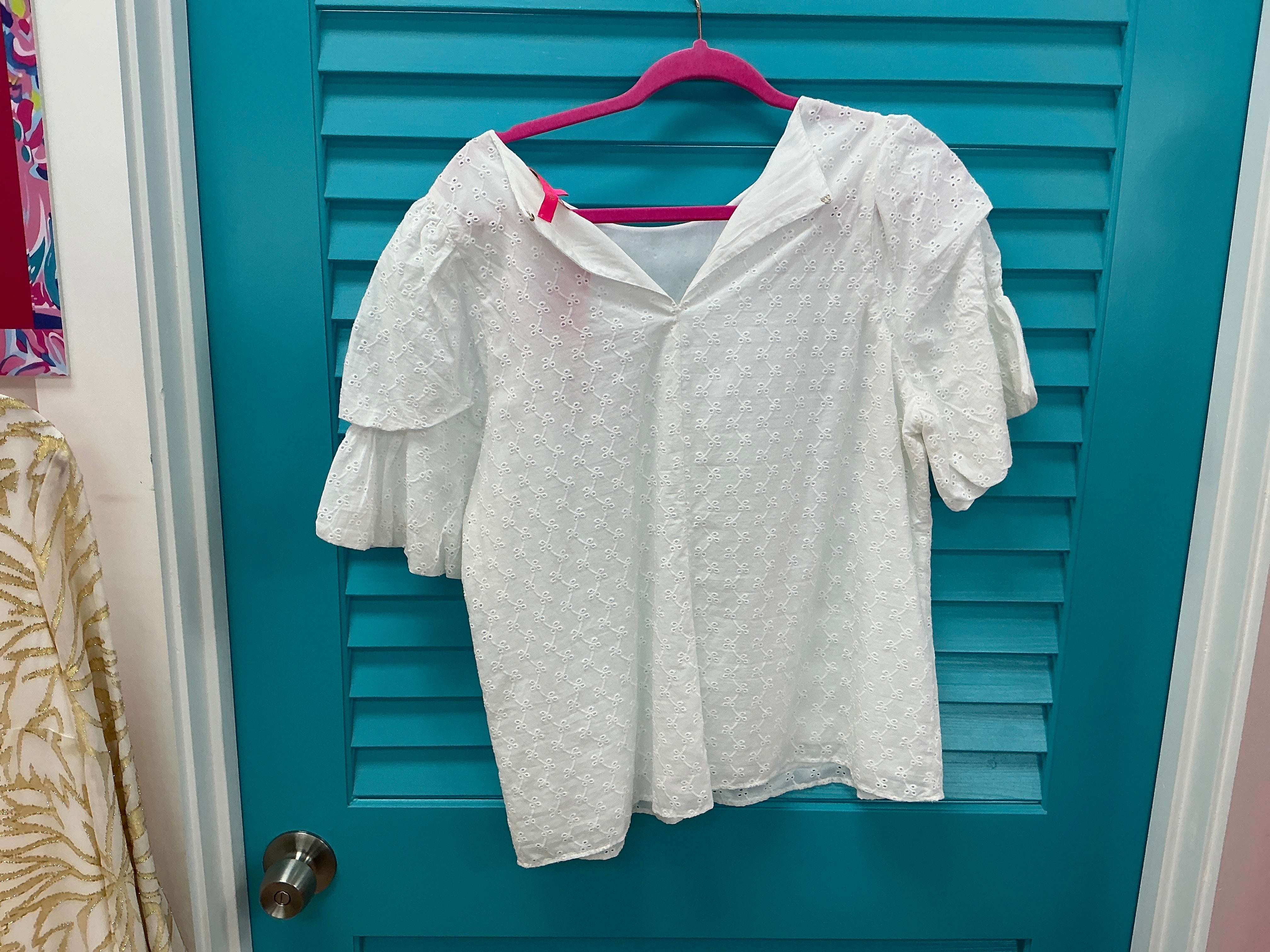 Lilly Pulitzer Top NWT - Lailah Top - Resort White - Ditsy Vine Eyelet - Size L