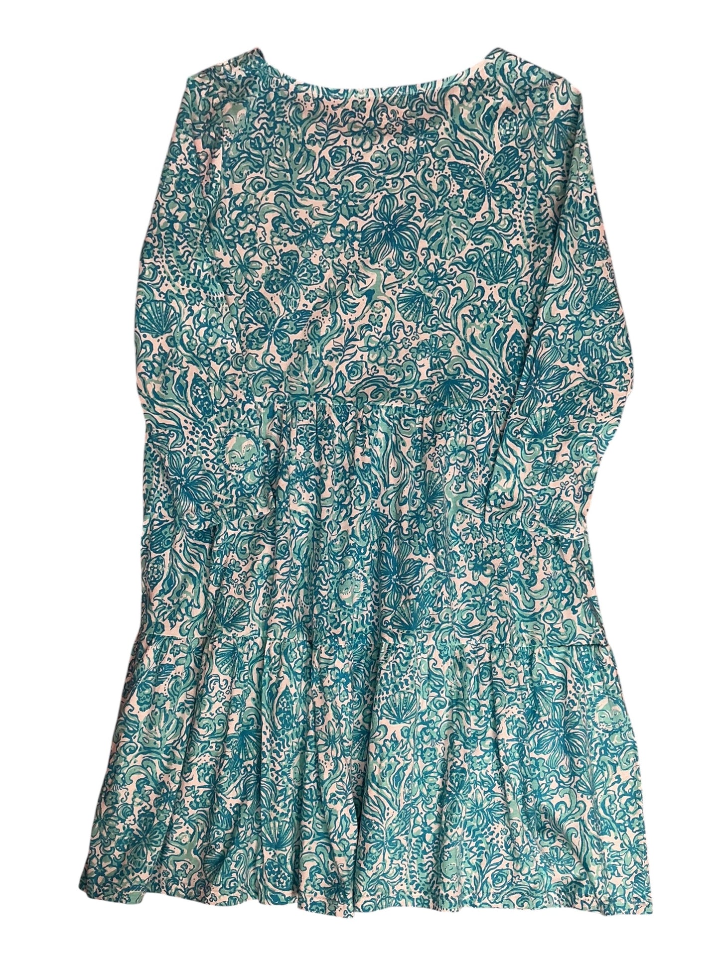 Lilly Pulitzer Girls Mini Geanna Tiered Swing Dress Took Me By Sunrise - Size XL(12-14)