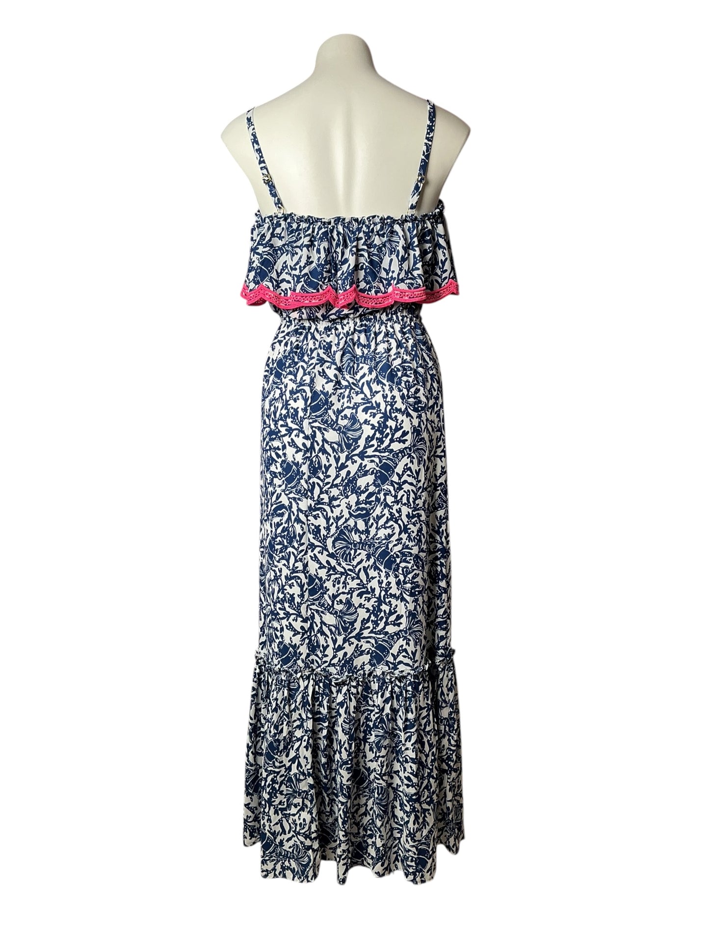 Lilly Pulitzer NWT Adia Maxi Dress Oyster Bay Blue Krillin It - Size S