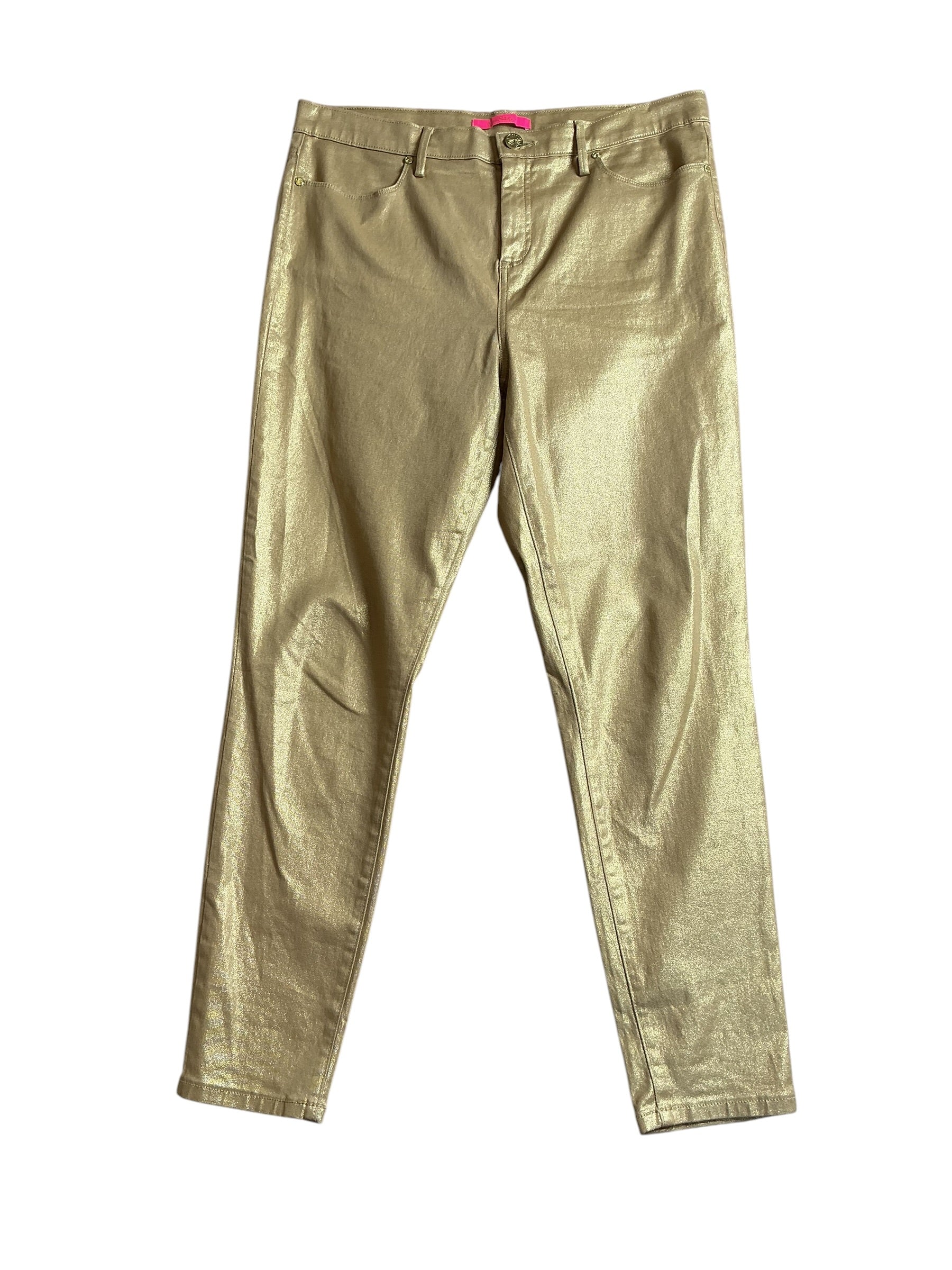 Lilly Pulitzer NWT Eagan High Rise Super - Gold Metallic - Size 14