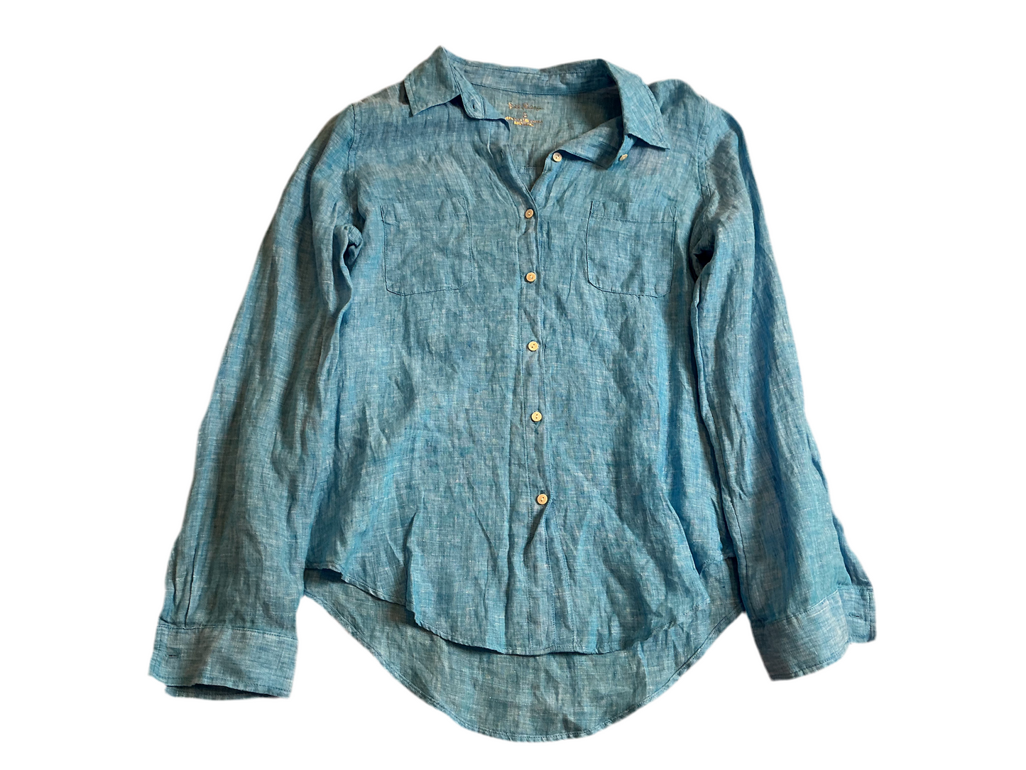 Lilly Pulitzer NWT - Sea View Button Down - Formentera Terquoise X White - Size S