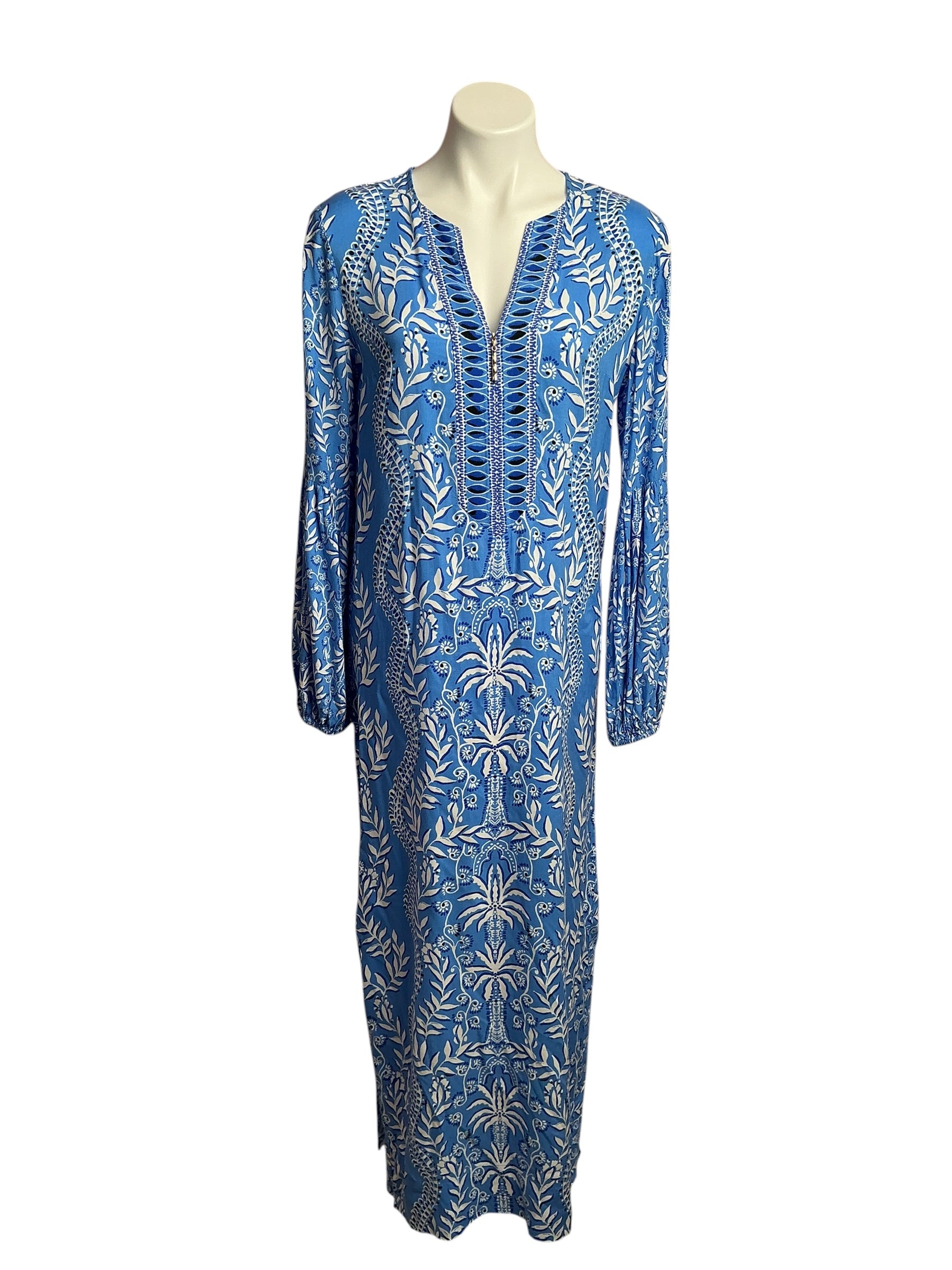 Lilly Pulitzer- NWT Laureli Long Sleeve Maxi Dress Abaco Blue Have It Both Rays Size 6