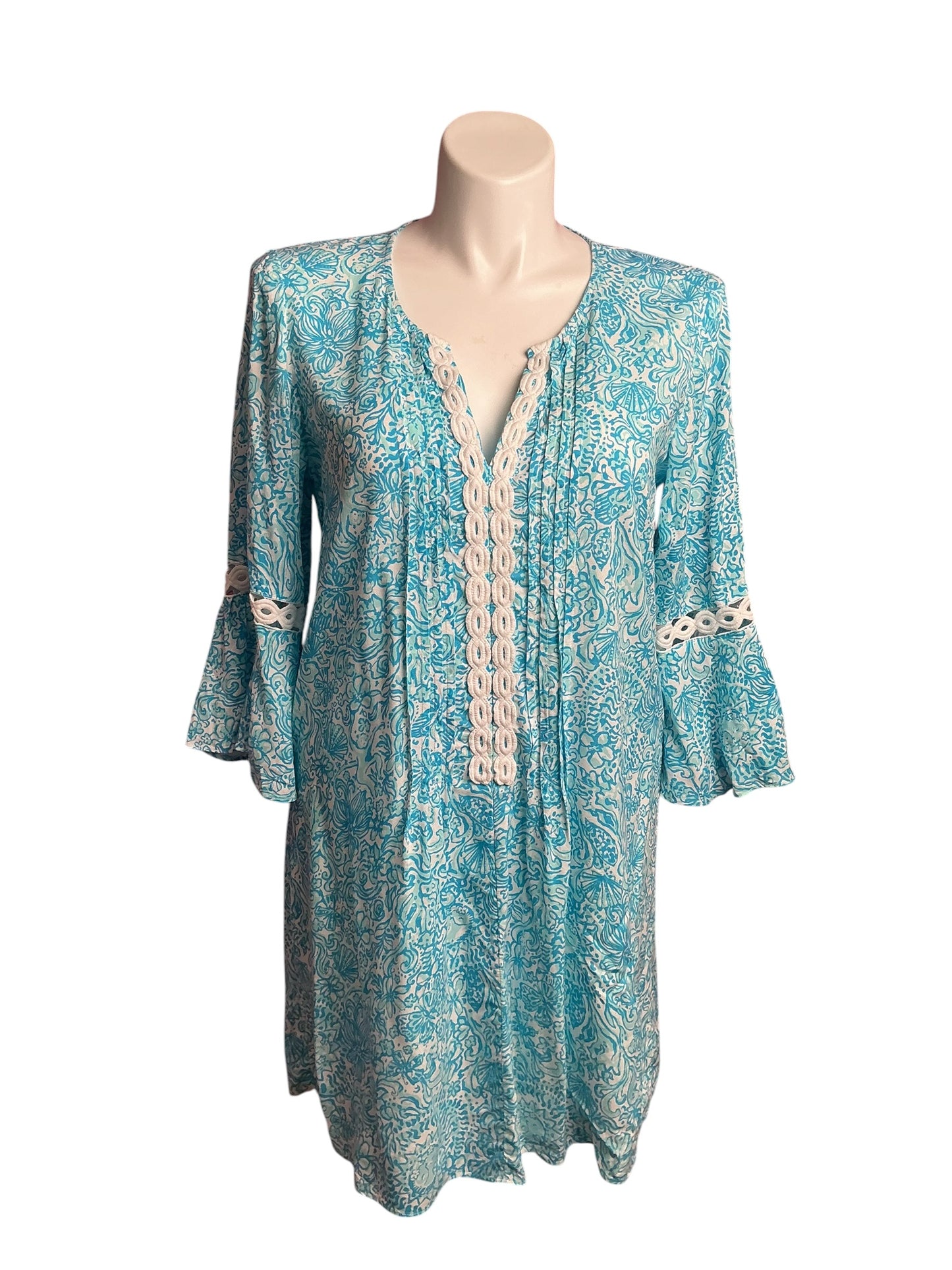 Lilly Pulitzer- Hollie Tunic Dress Blue Peri The Turtle Package Size L