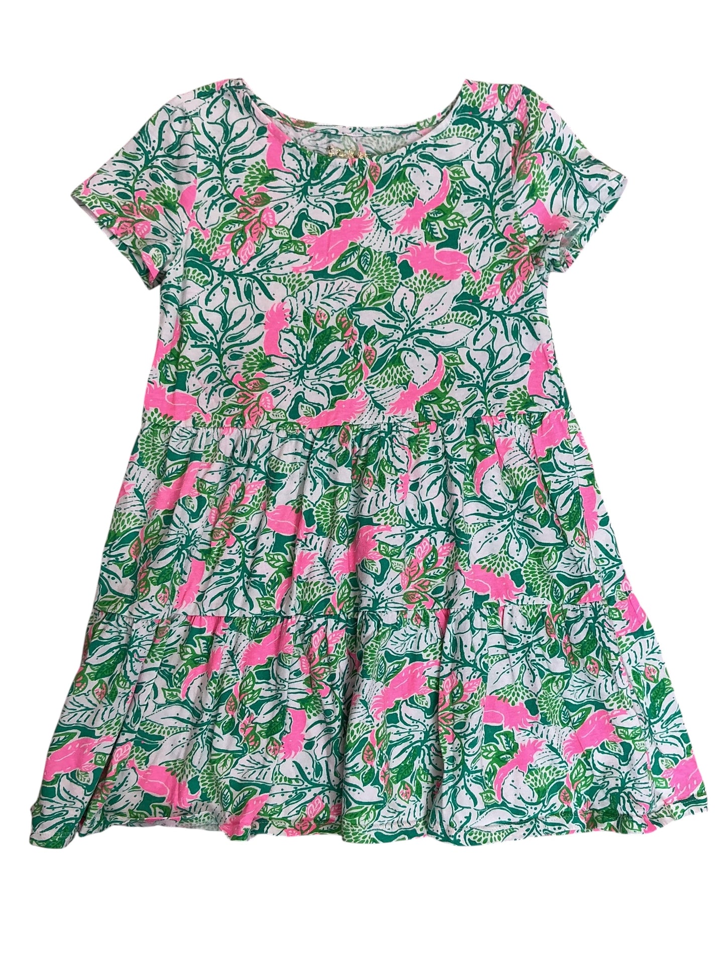 Lilly Pulitzer Kids Girls Mini Geanna Swing Dress Botanical Green Just Wing It - Size M 6-7