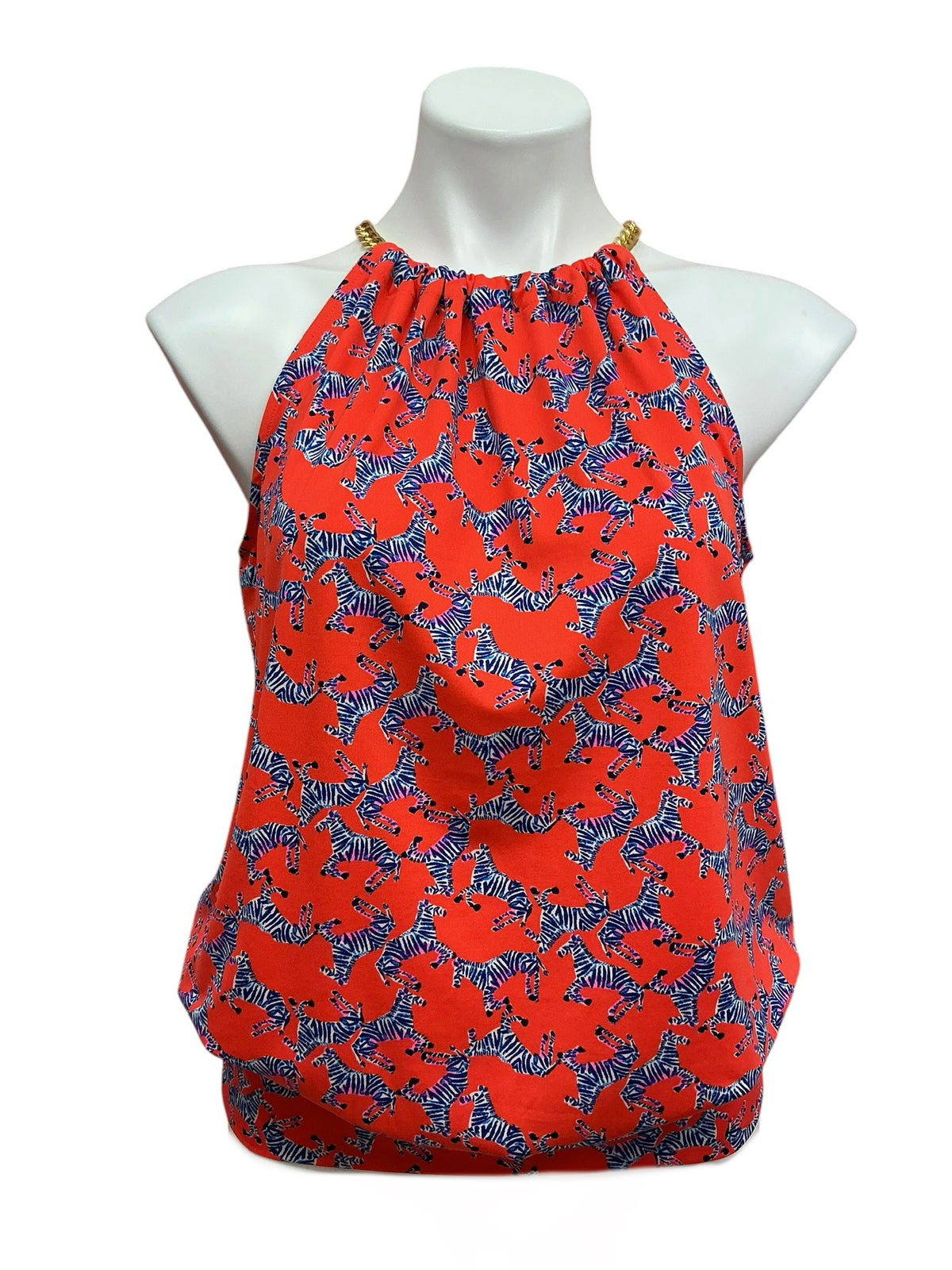 Lilly Pulitzer Bowen Halter Top Picante Coral Heebee Zeebees - Size S