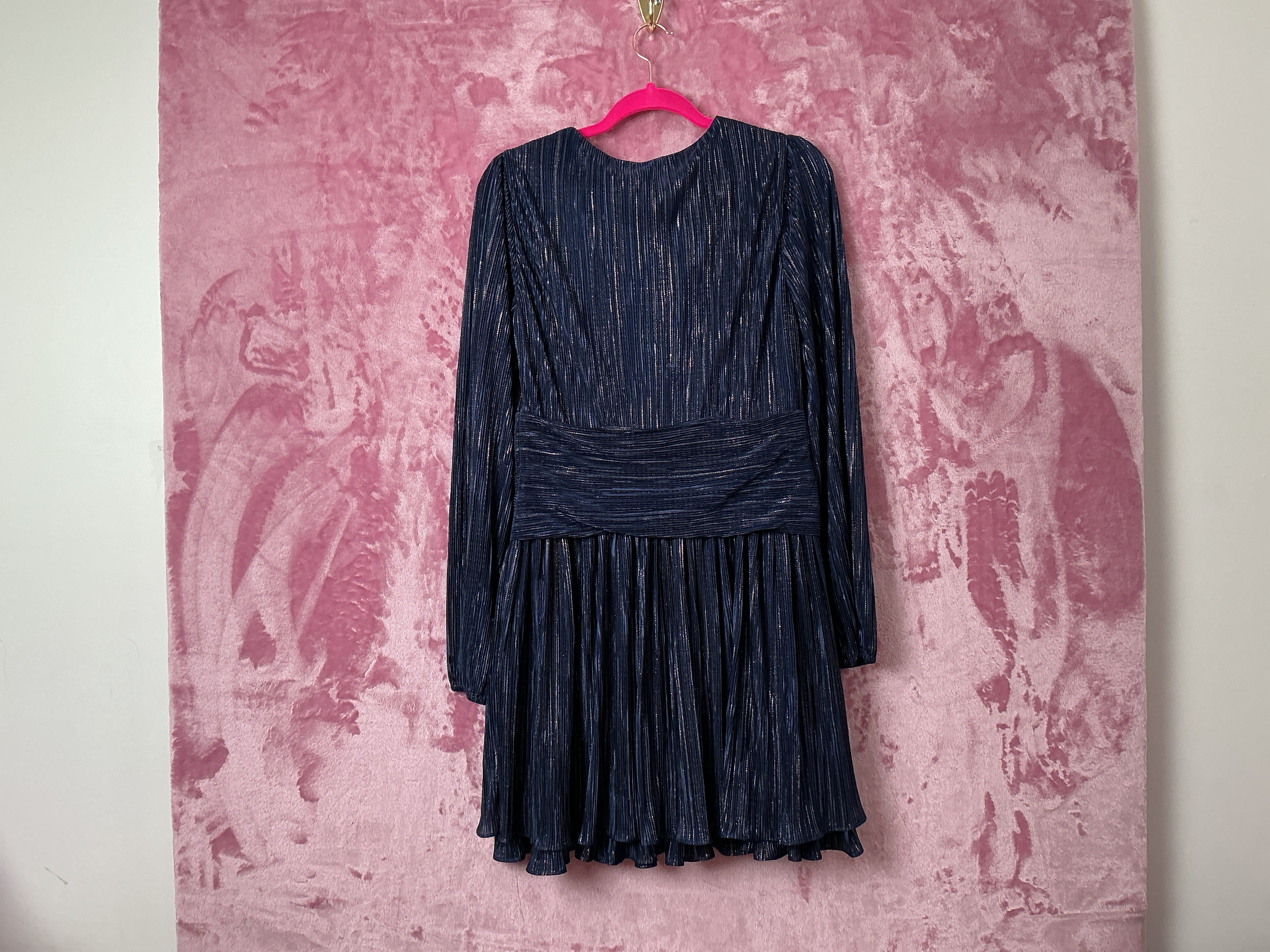 Lilly Pulitzer NWT Jessamie Long Sleeve Dress Low Tide Navy Foil Pointed Crinkle Woven - Size 6