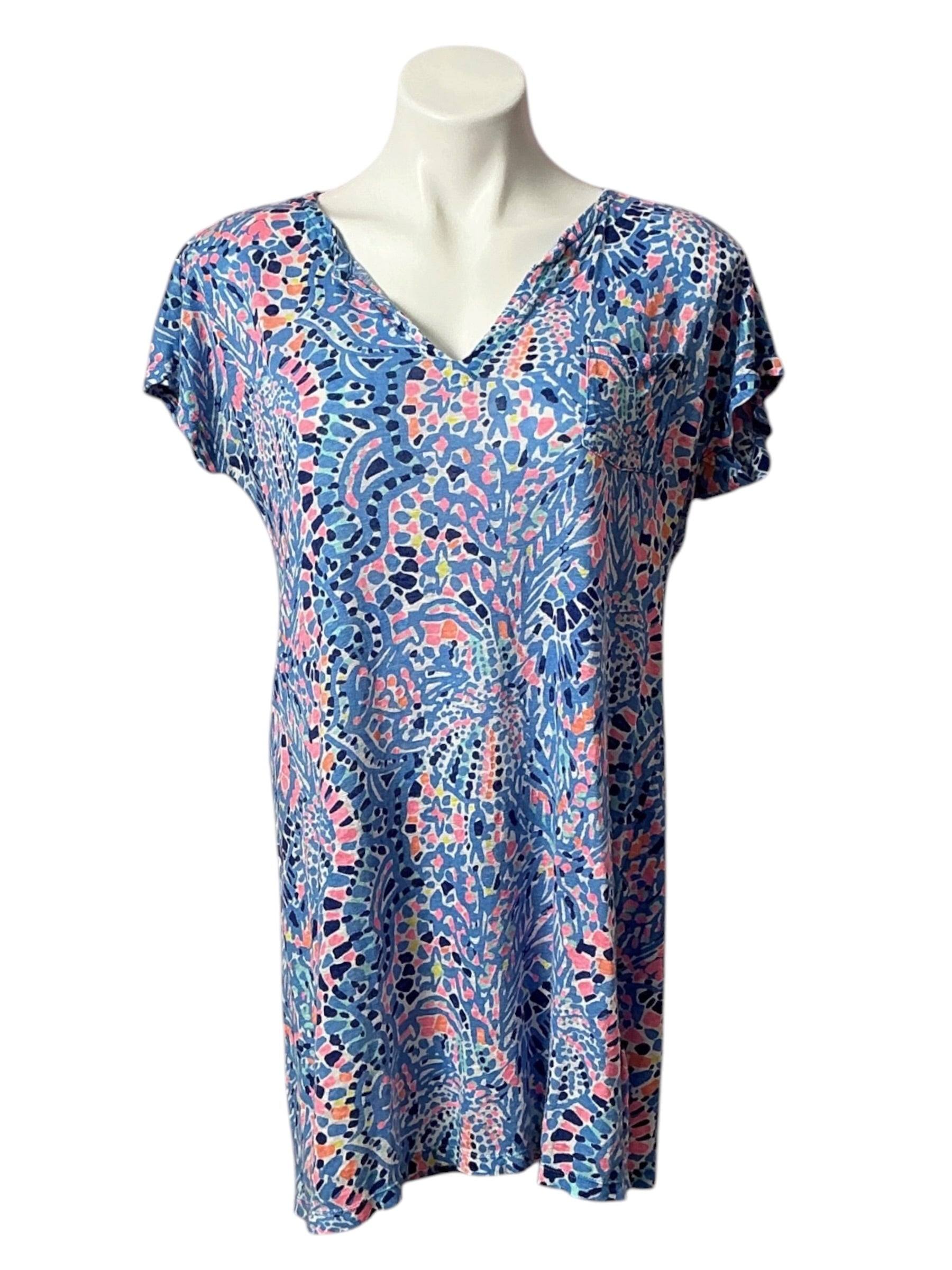 Lilly Pulitzer Duval Linen Dress Tic Tac Tile Allover - Size XS