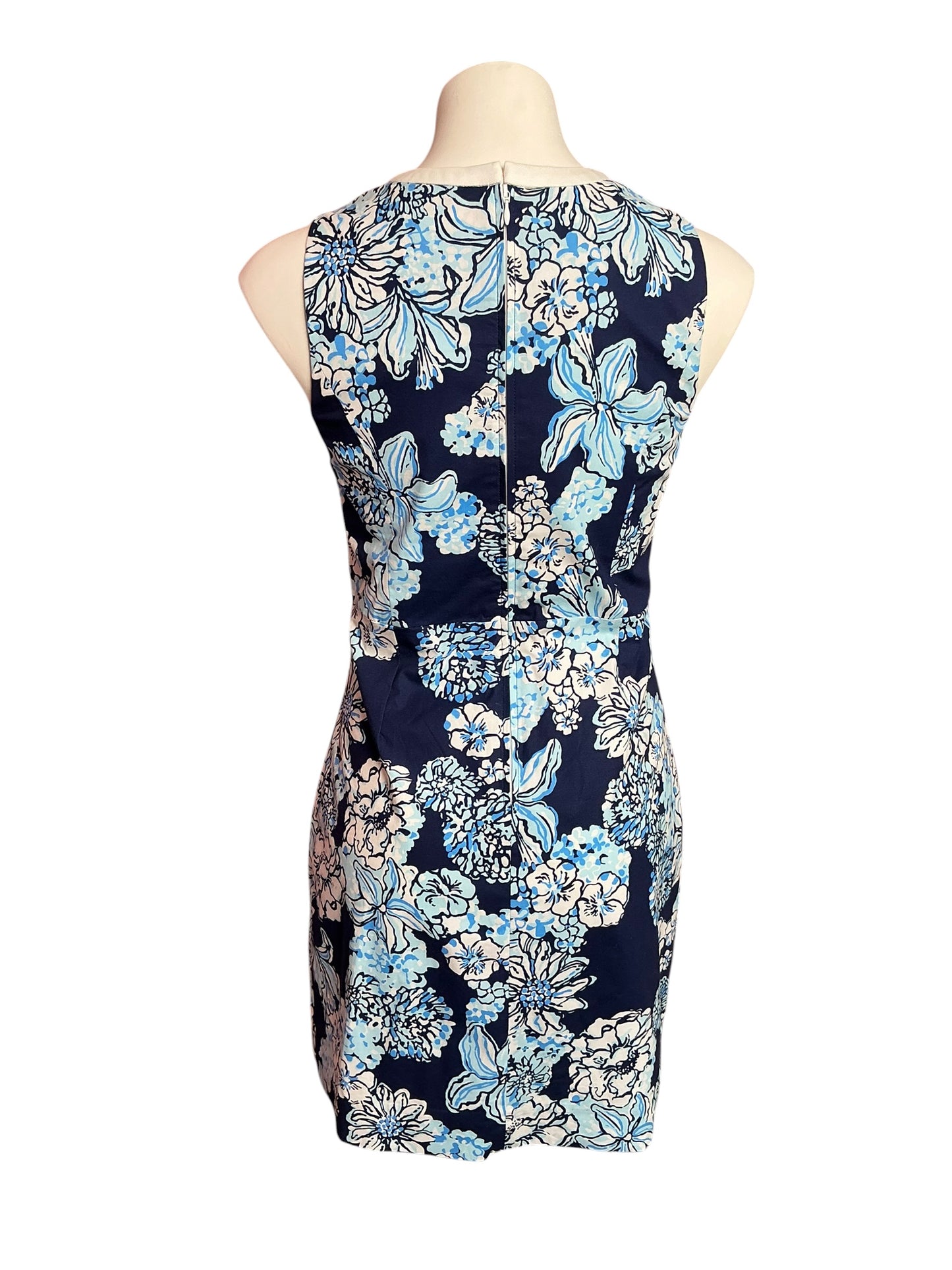 Lilly Pulitzer Aria Stretch Shift Dress Low Tide Navy Bouquet All Day - Size 0