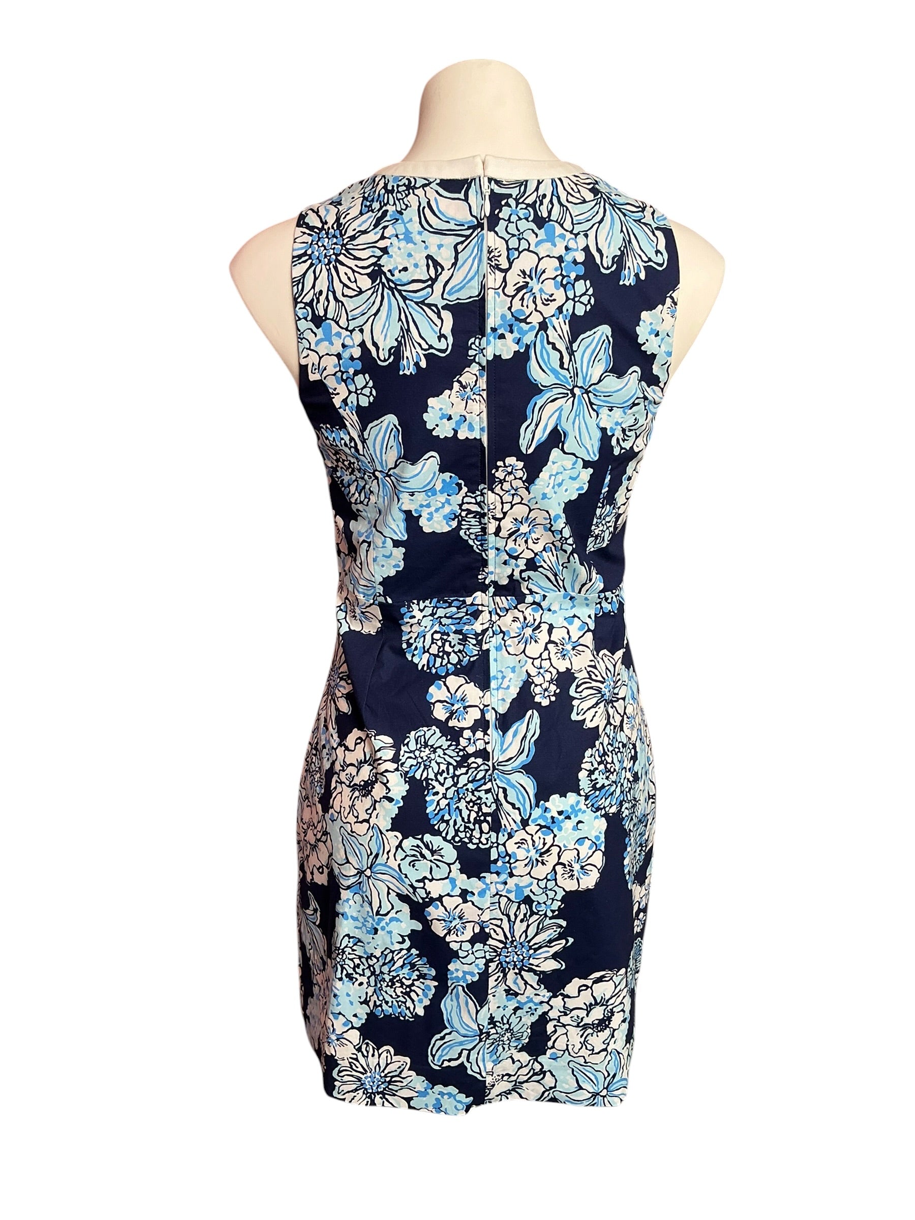 Lilly Pulitzer Aria Stretch Shift Dress Low Tide Navy Bouquet All Day - Size 0