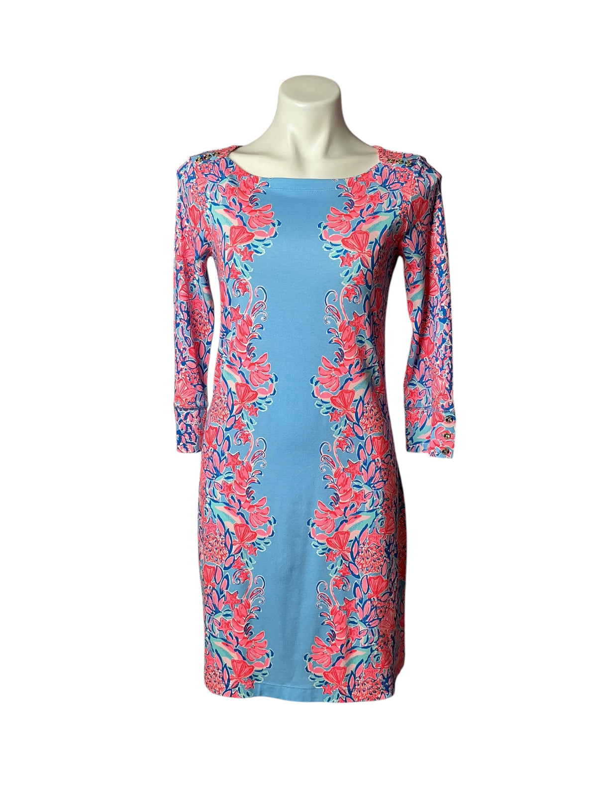 Lilly Pulitzer NWT UPF 50+ Sophie Dress Blue Peri Shrimply The Best Engineered - Size S