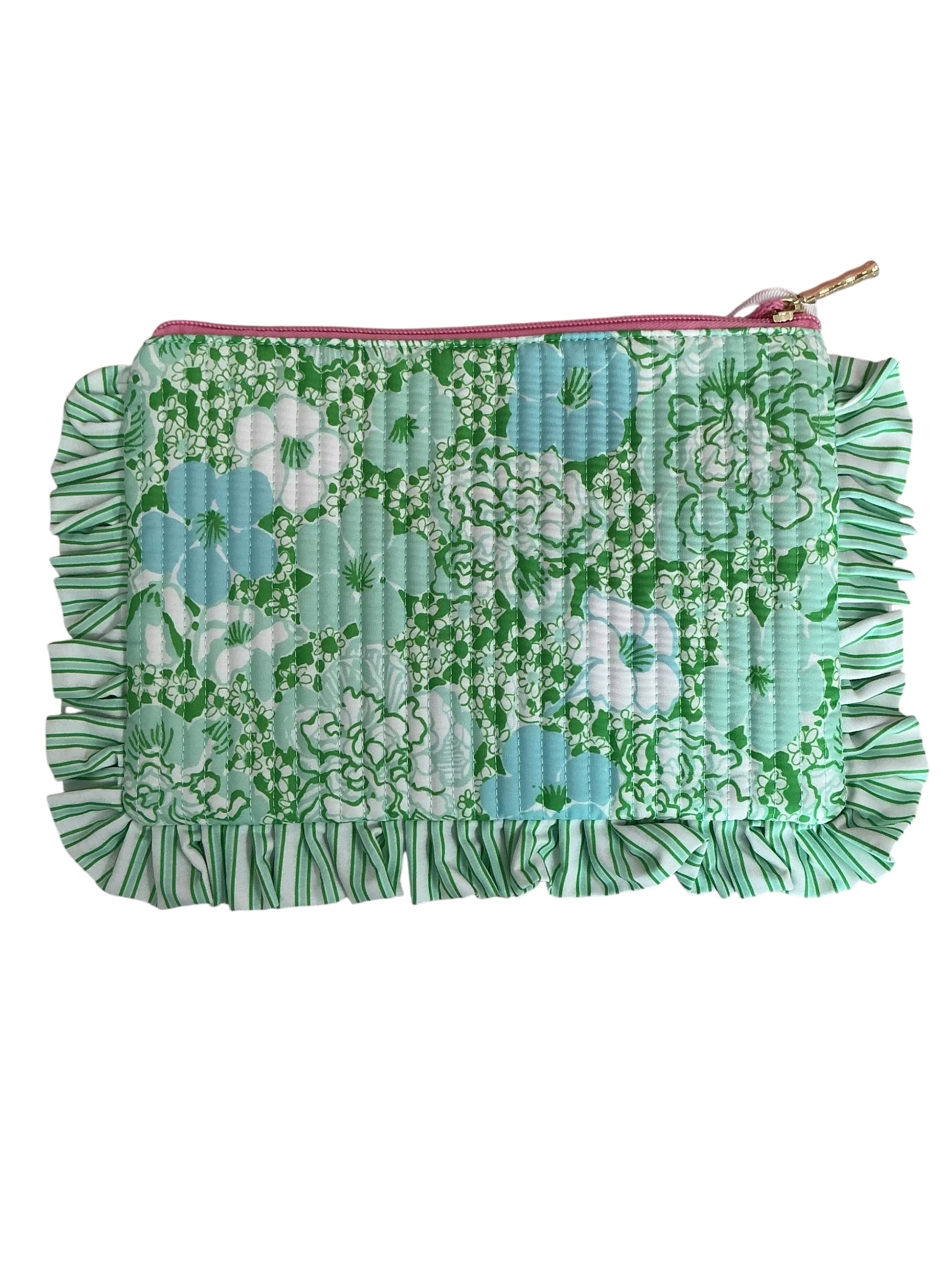 Lilly Pulitzer NWT Quilted Ruffle Zipper Pouch Mint Condition Burst Of Joy
