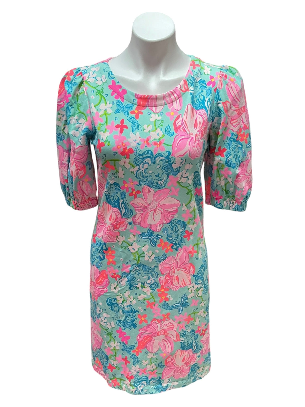 Lilly Pulitzer Cayce Dress Surf Blue Luscious Lions - Size S