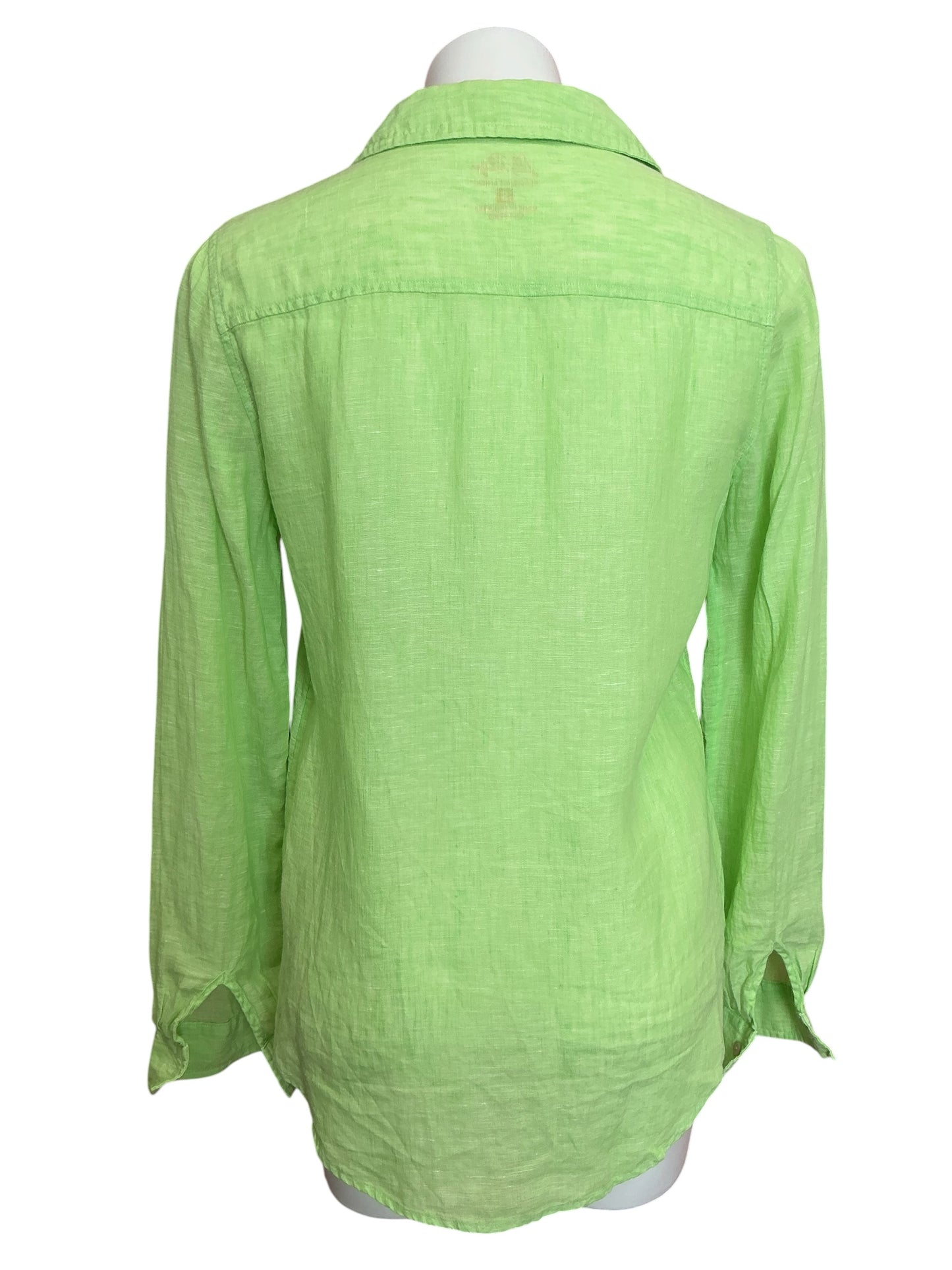 Lilly Pulitzer Sea View Linen Button Down Shirt Lime Zest - Size S