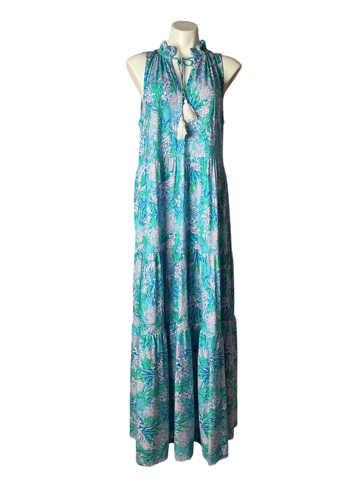 Lilly Pulitzer NWT Malone Maxi Dress Las Olas Aqua Strong Current Sea - Size XL