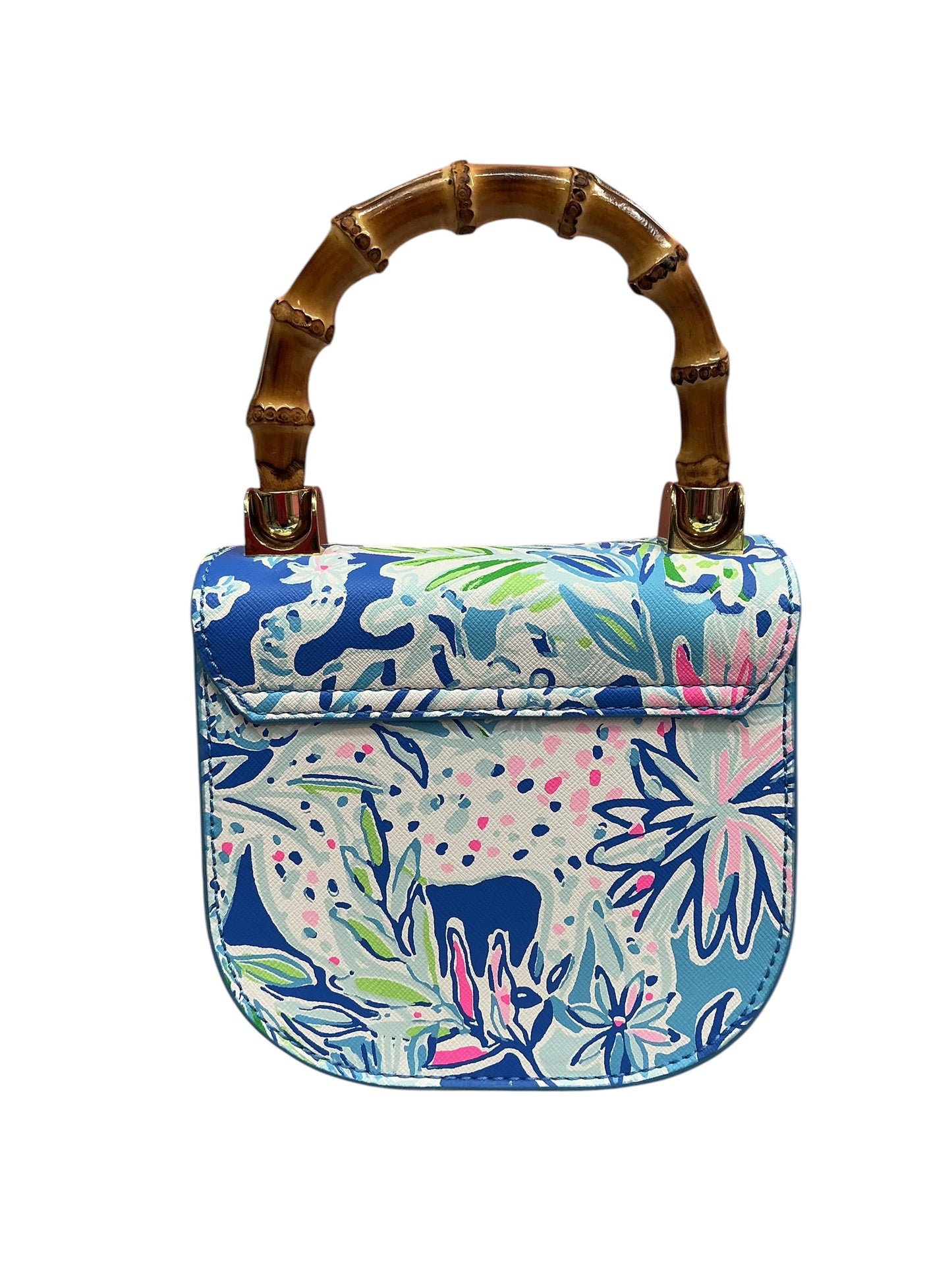 Lilly Pulitzer Leilana Bamboo Top Handle Mini Bag Coastal Blue Lion Around