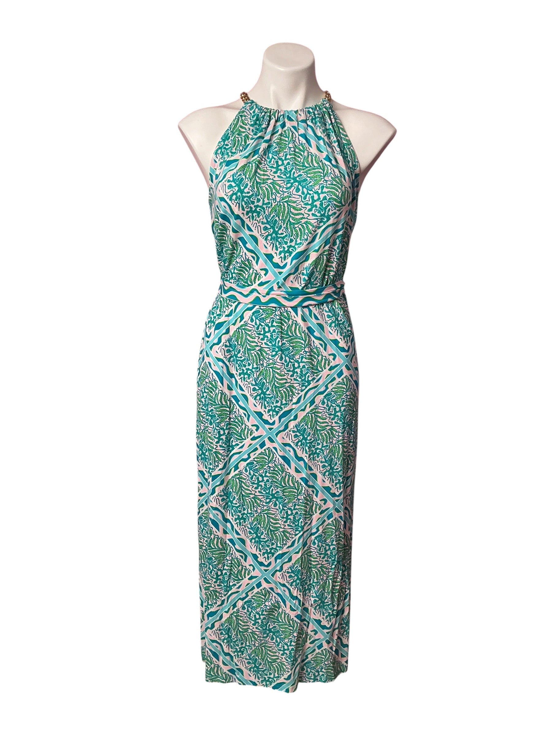Lilly Pulitzer NWT Bingham Midi Dress Prism Blue Good Greef Engineered - Size S