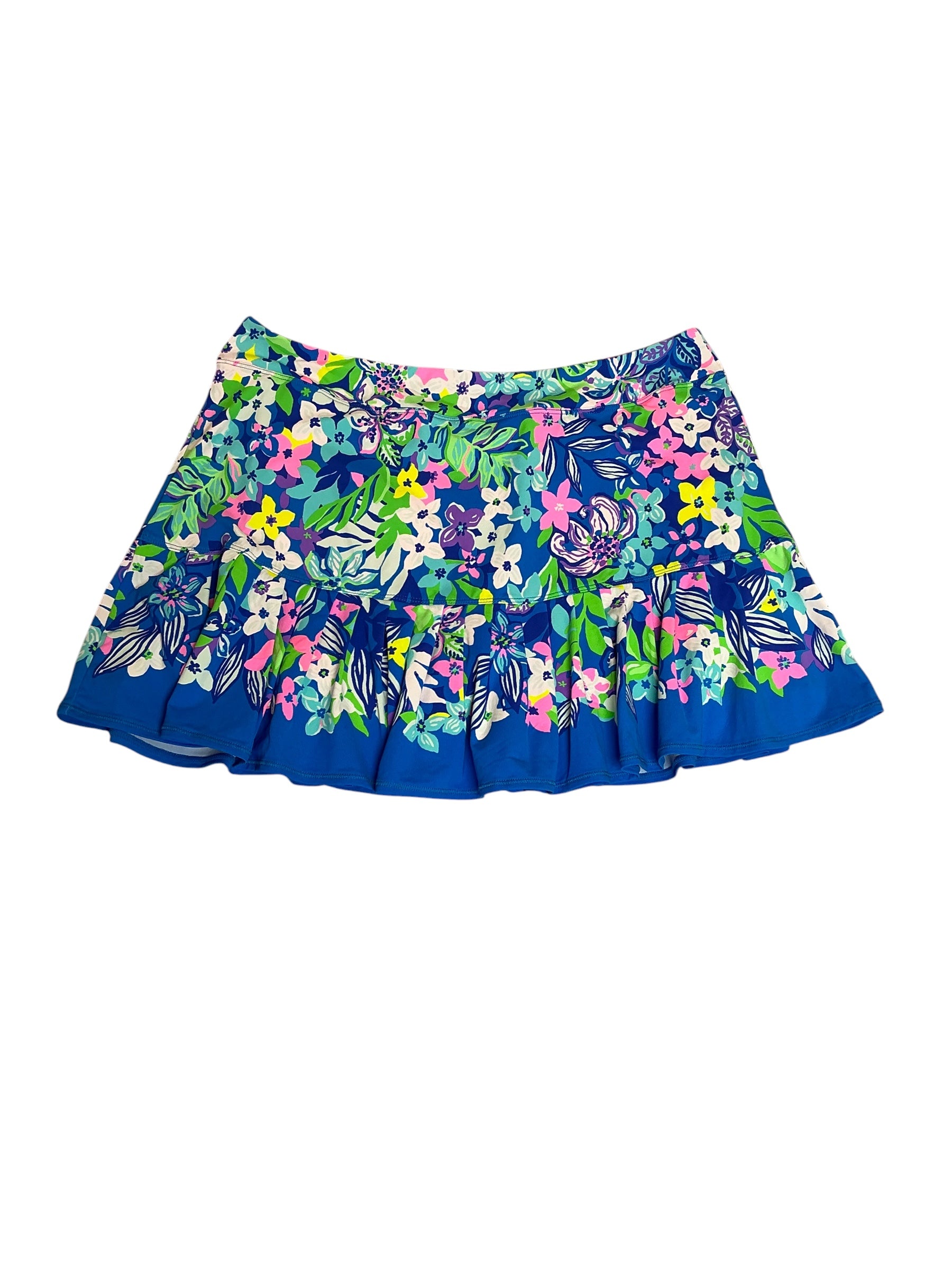 Lilly Pulitzer NWT Taye Skort UPF 50+ Borealis Blue Social Sunset Engineered - Size L