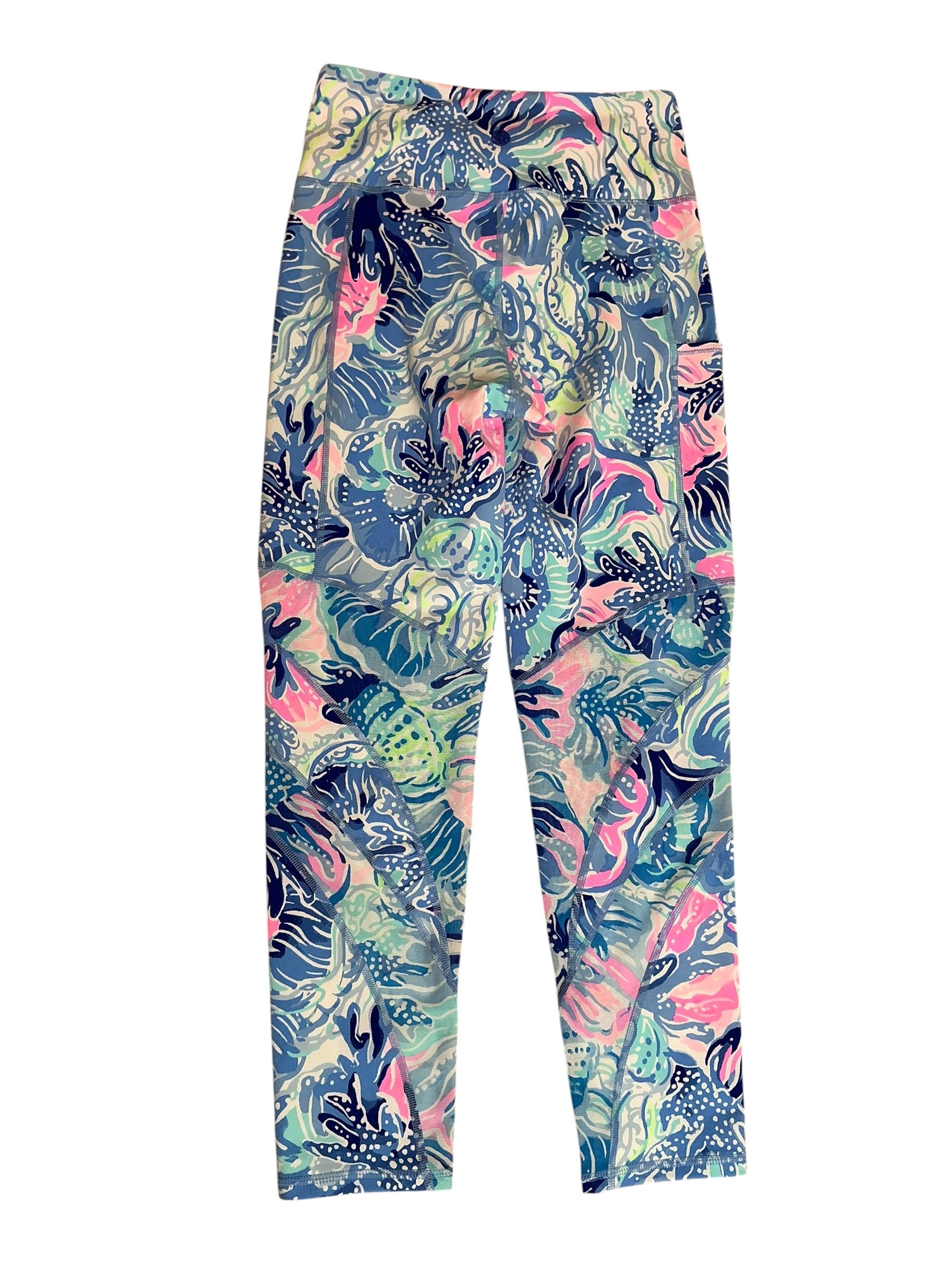Lilly Pulitzer Luxletic Weekender High Rise Midi Legging Social Sunset Borealis Blue - Size S