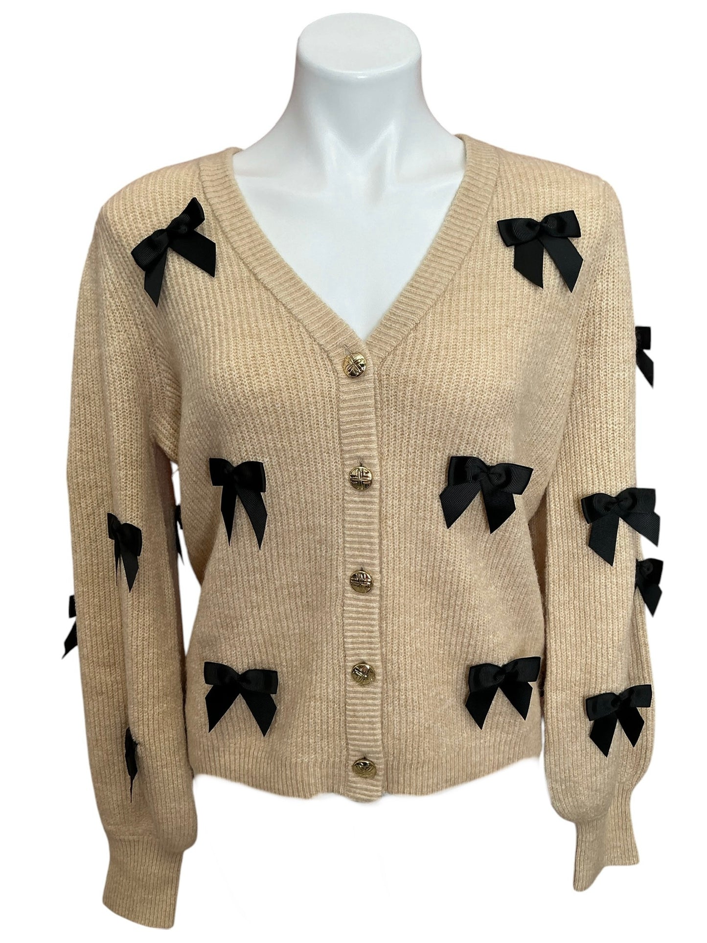 Lilly Pulitzer NWT Zarie Cardigan Heathered Wicker Tan Party Bows - Size S
