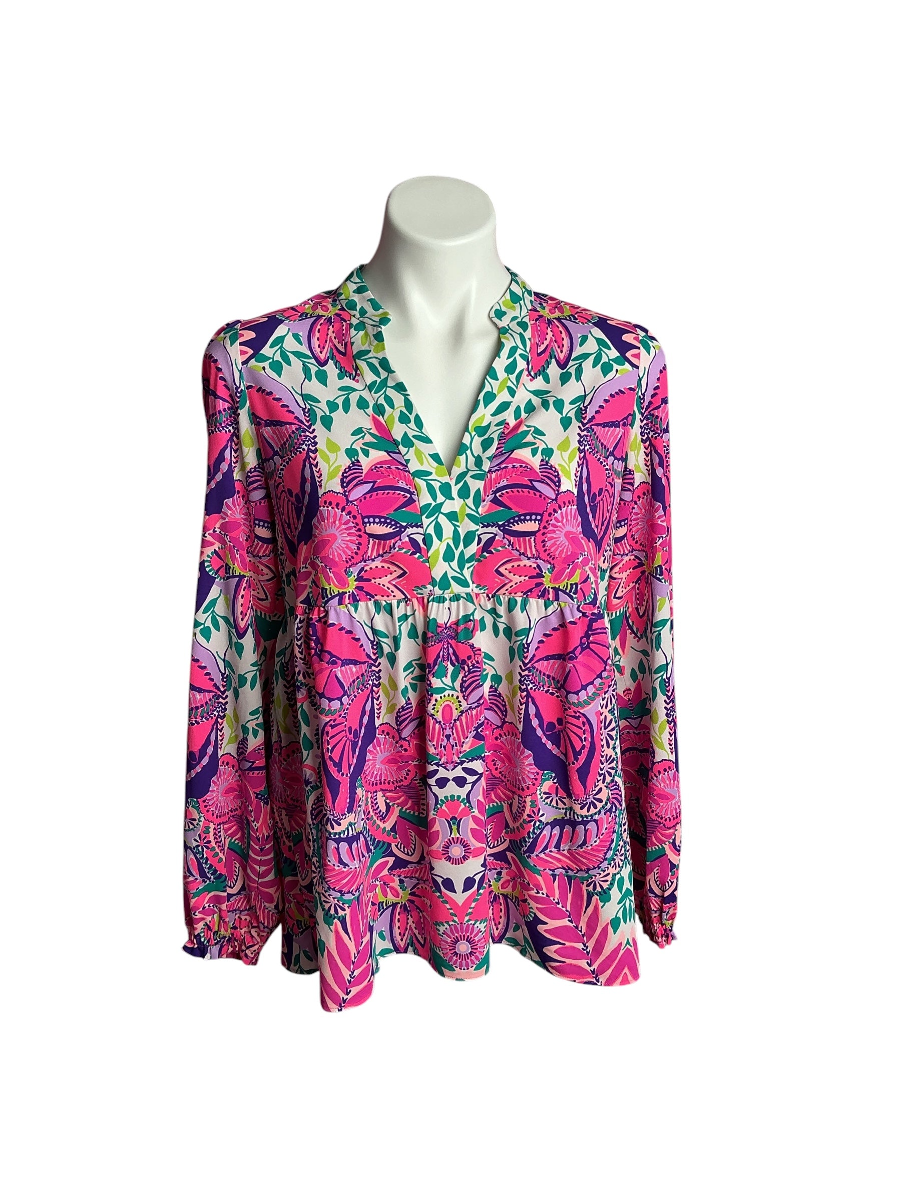 Lilly Pulitzer- Winona Stretch Tunic Resort White She’s Too Fly Size S