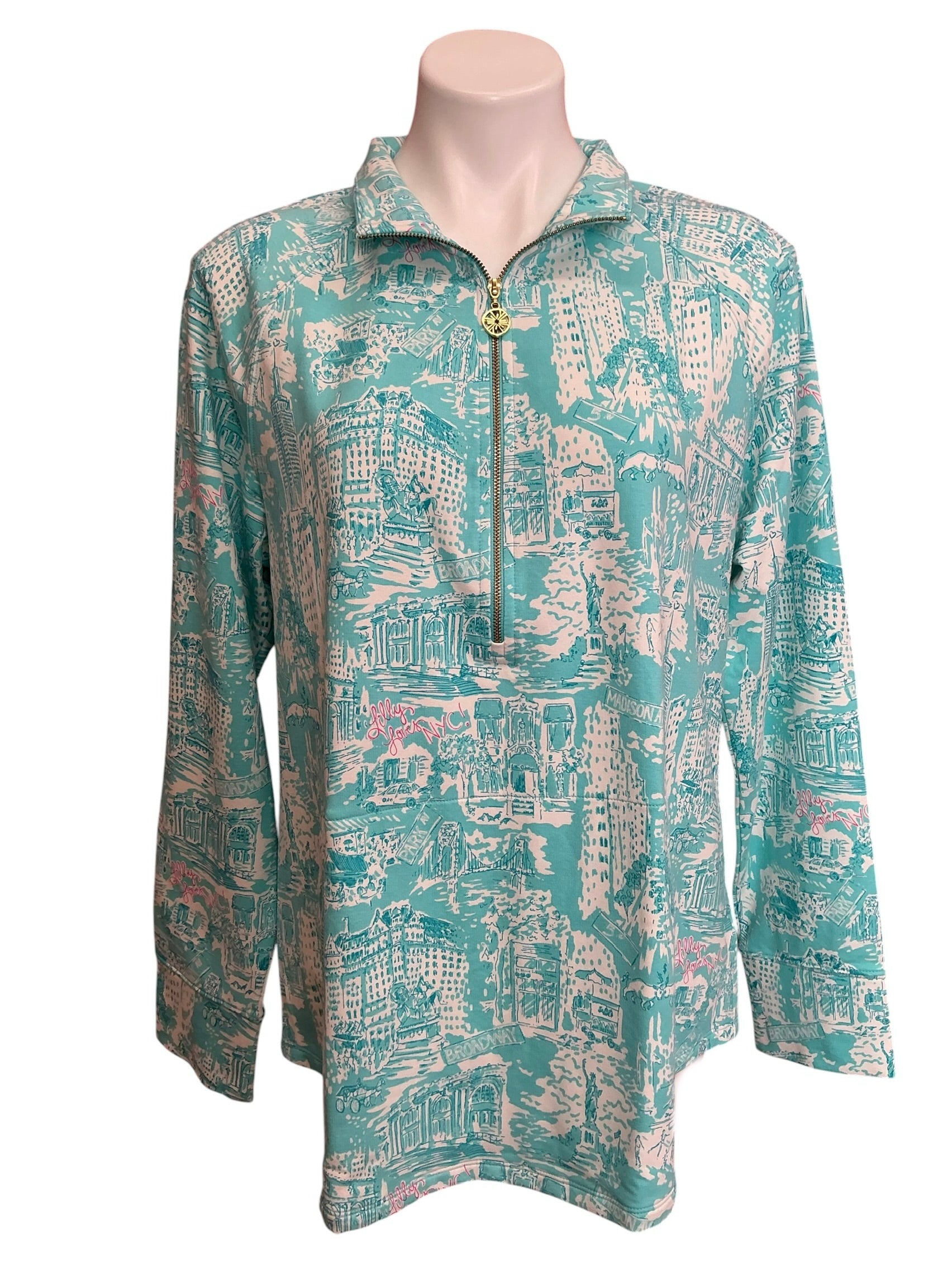 Lilly Pulitzer UPF 50+ Skipper Popover Top Shorely Boue NYC Toile - Size XL