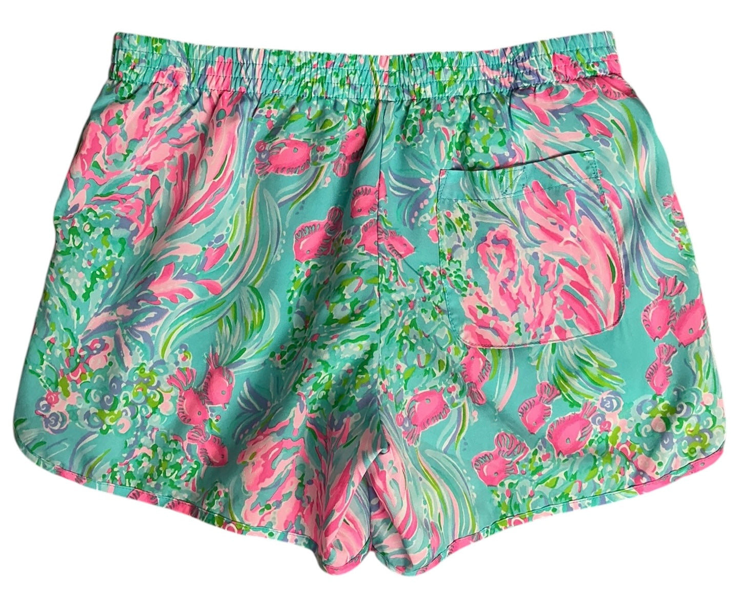 Lilly Pulitzer Luxletic 4” Ocean Trail Shorts Amalfi Blue Best Fishes - Size XS