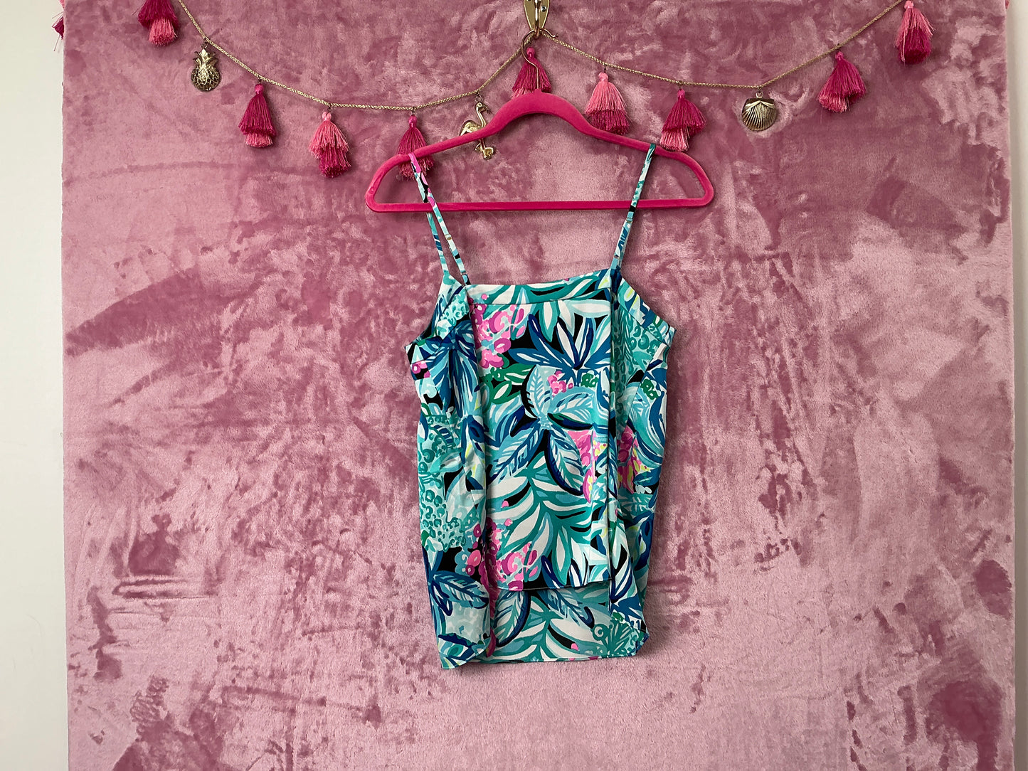 Lilly Pulitzer NWT Top Margaery Cami Maldives Green Hype It Up - Size XS