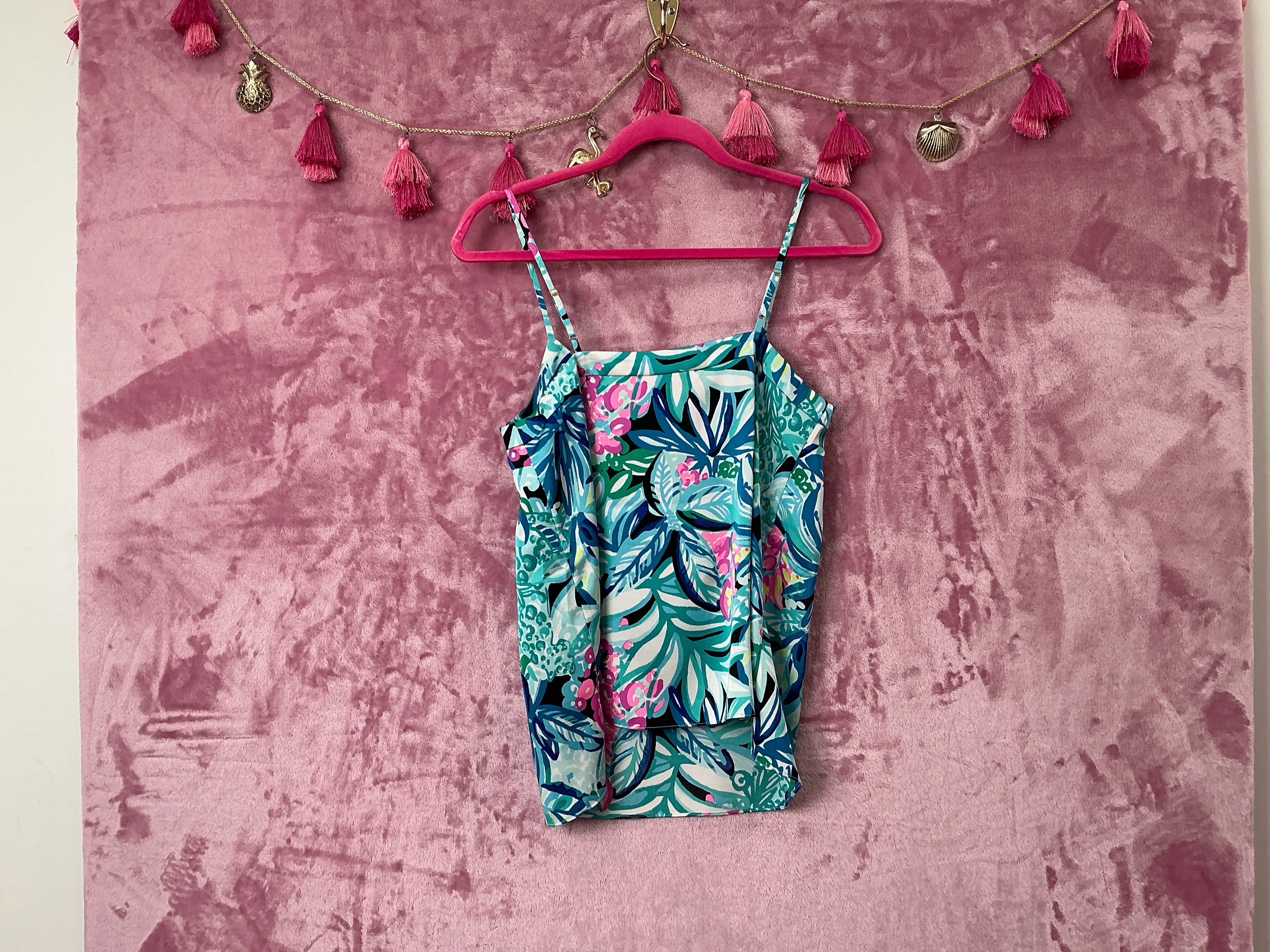 Lilly Pulitzer NWT Top Margaery Cami Maldives Green Hype It Up - Size XS